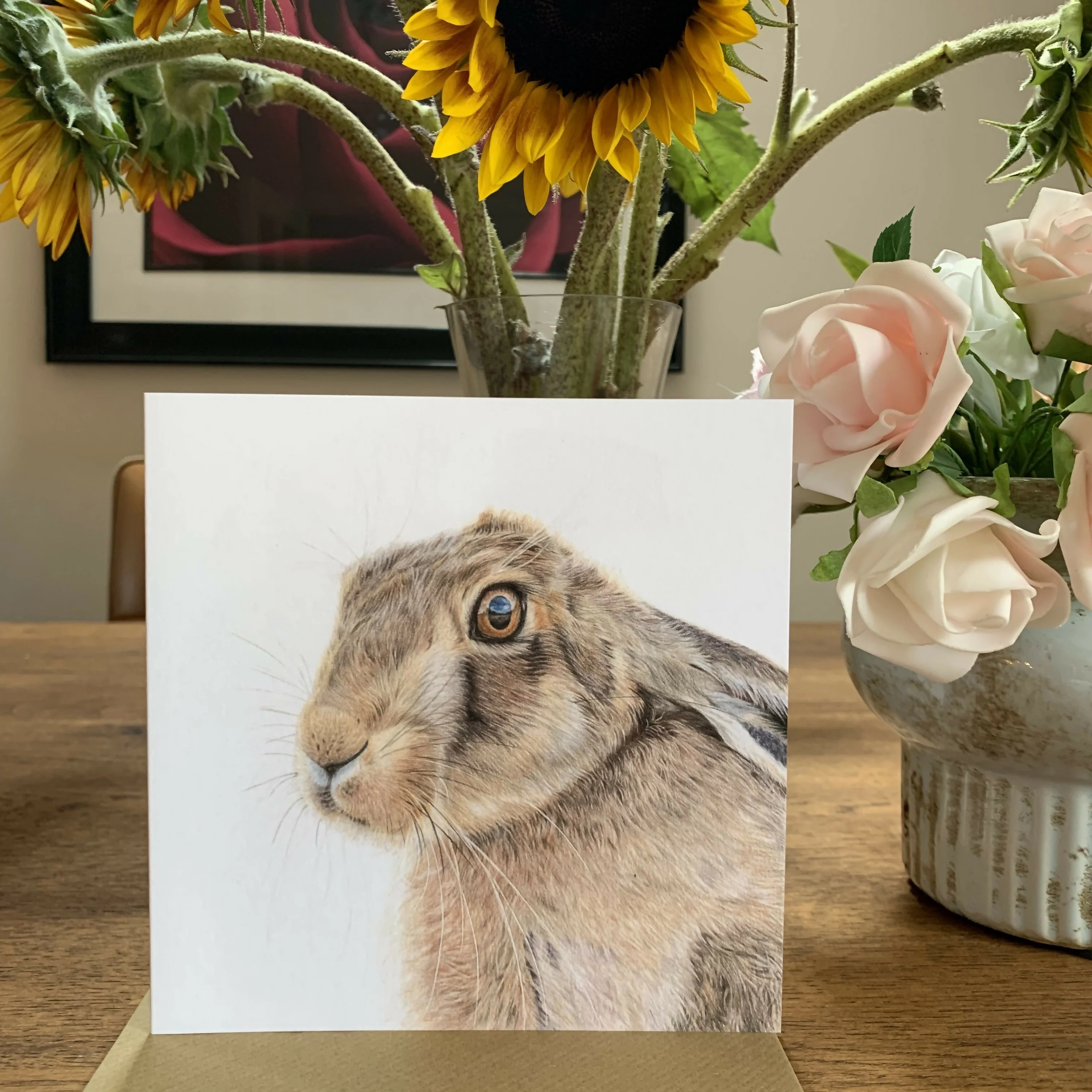 Square Greeting Card of a Hare. Blank Inside - Image 3