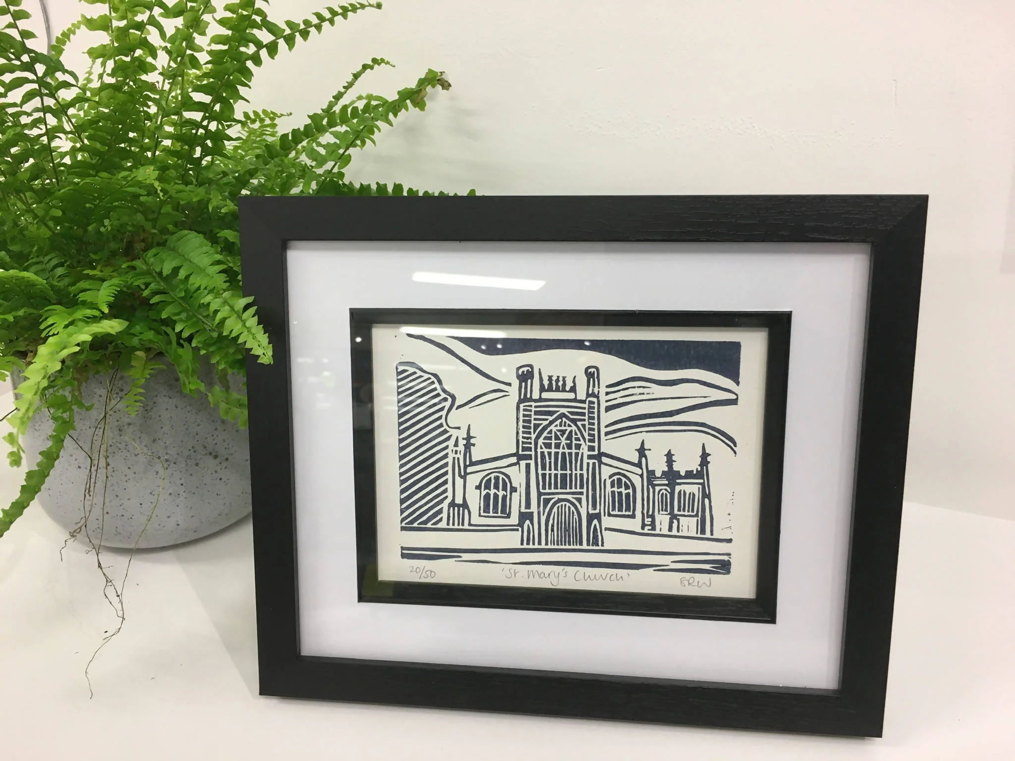 St Mary's Church, Beverley Framed Lino Cut Print