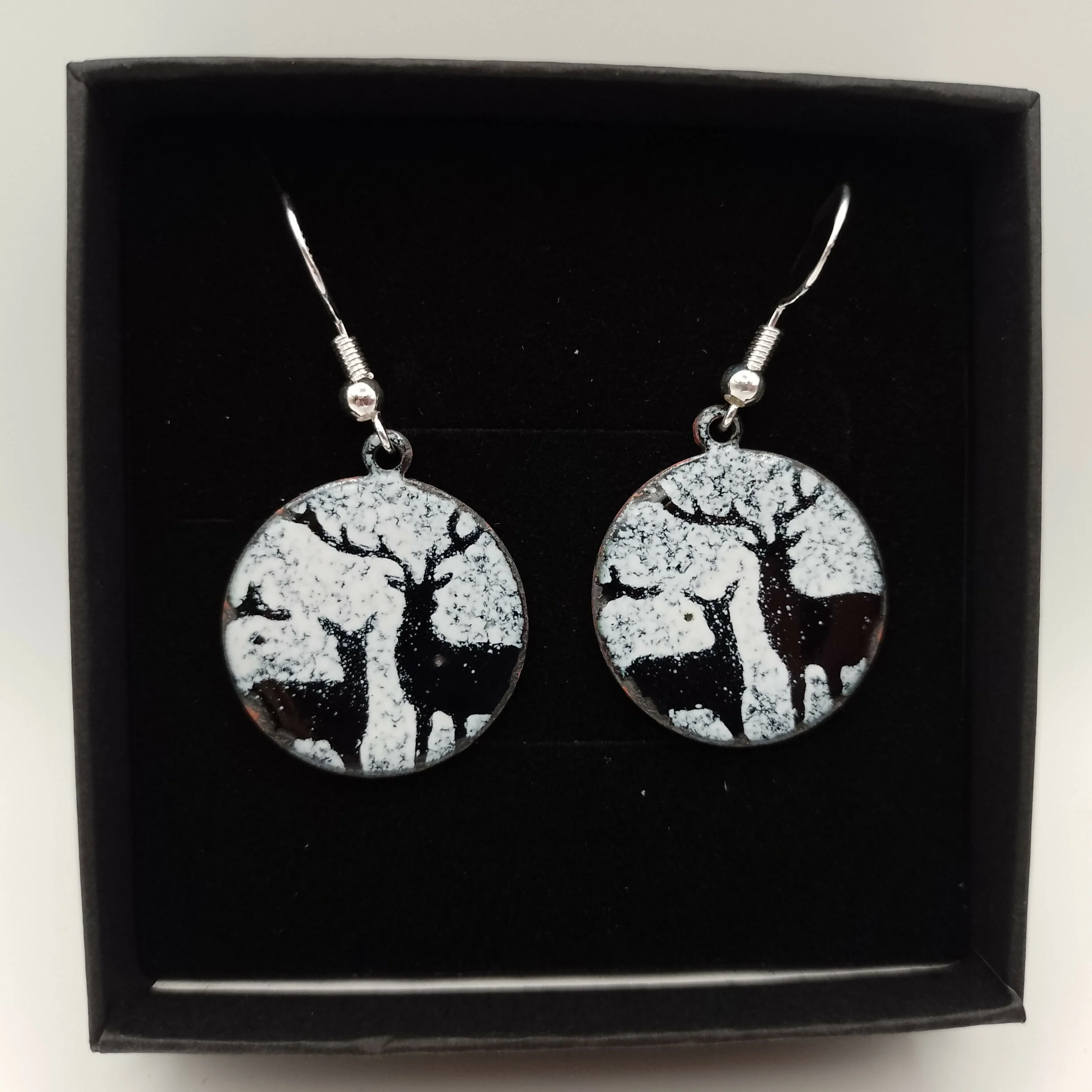 Stag and Doe Enamel Earrings