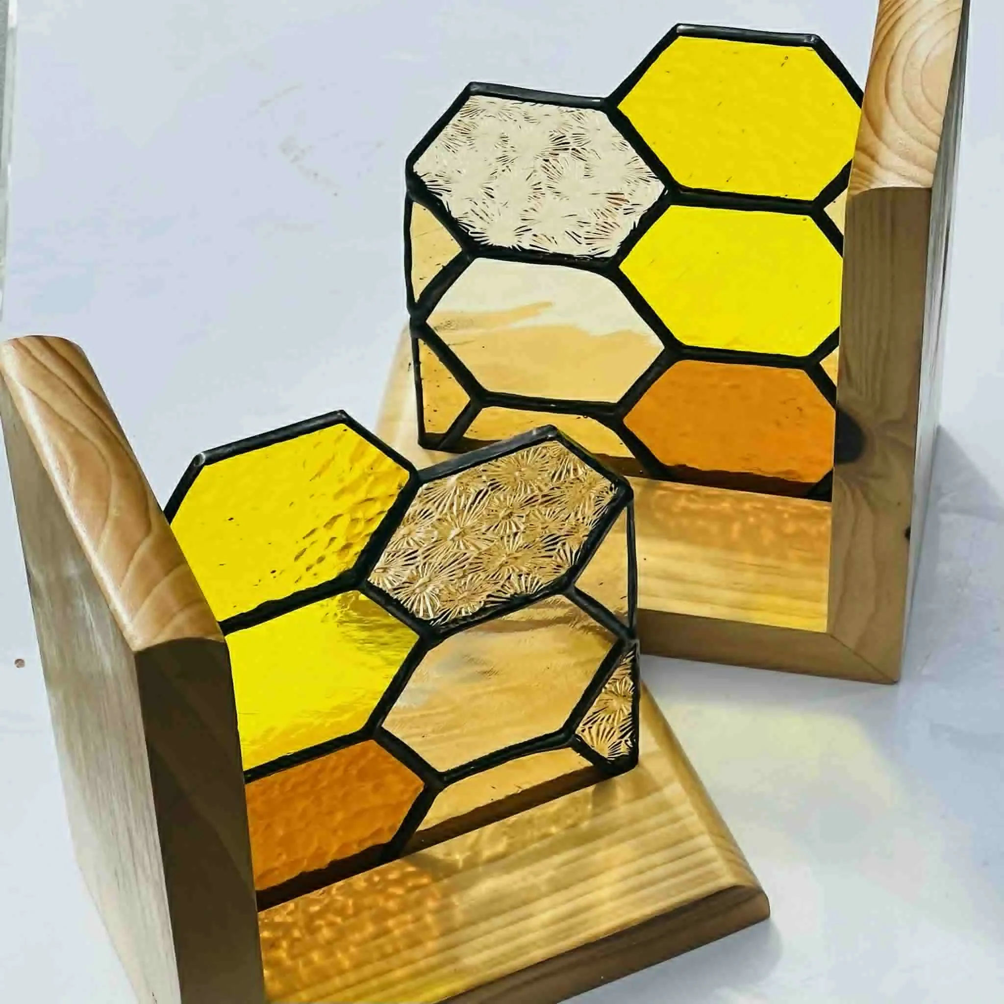 Stained Glass Honeycomb Bookend Ornament - Image 2