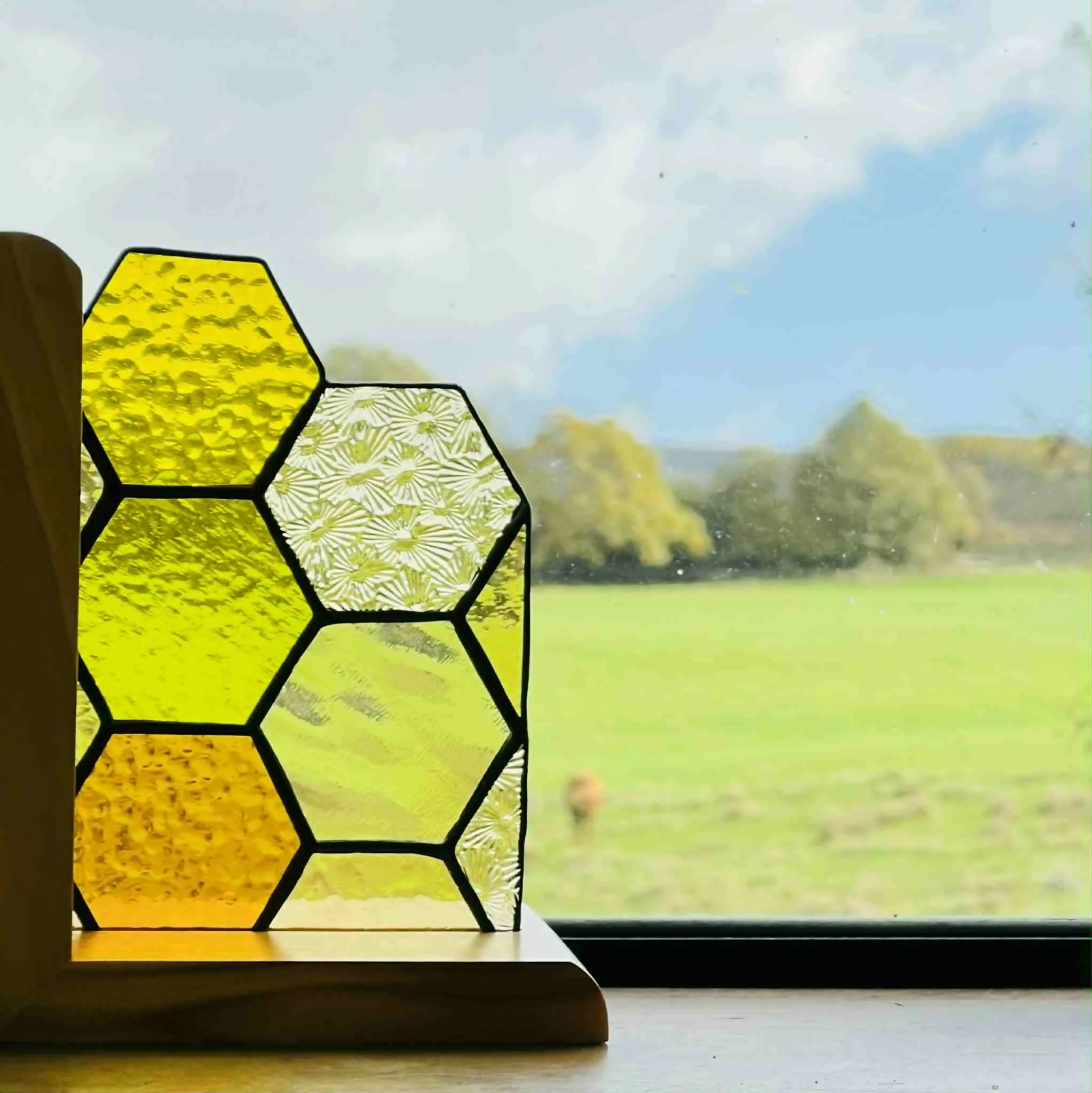 Stained Glass Honeycomb Bookend Ornament - Image 3
