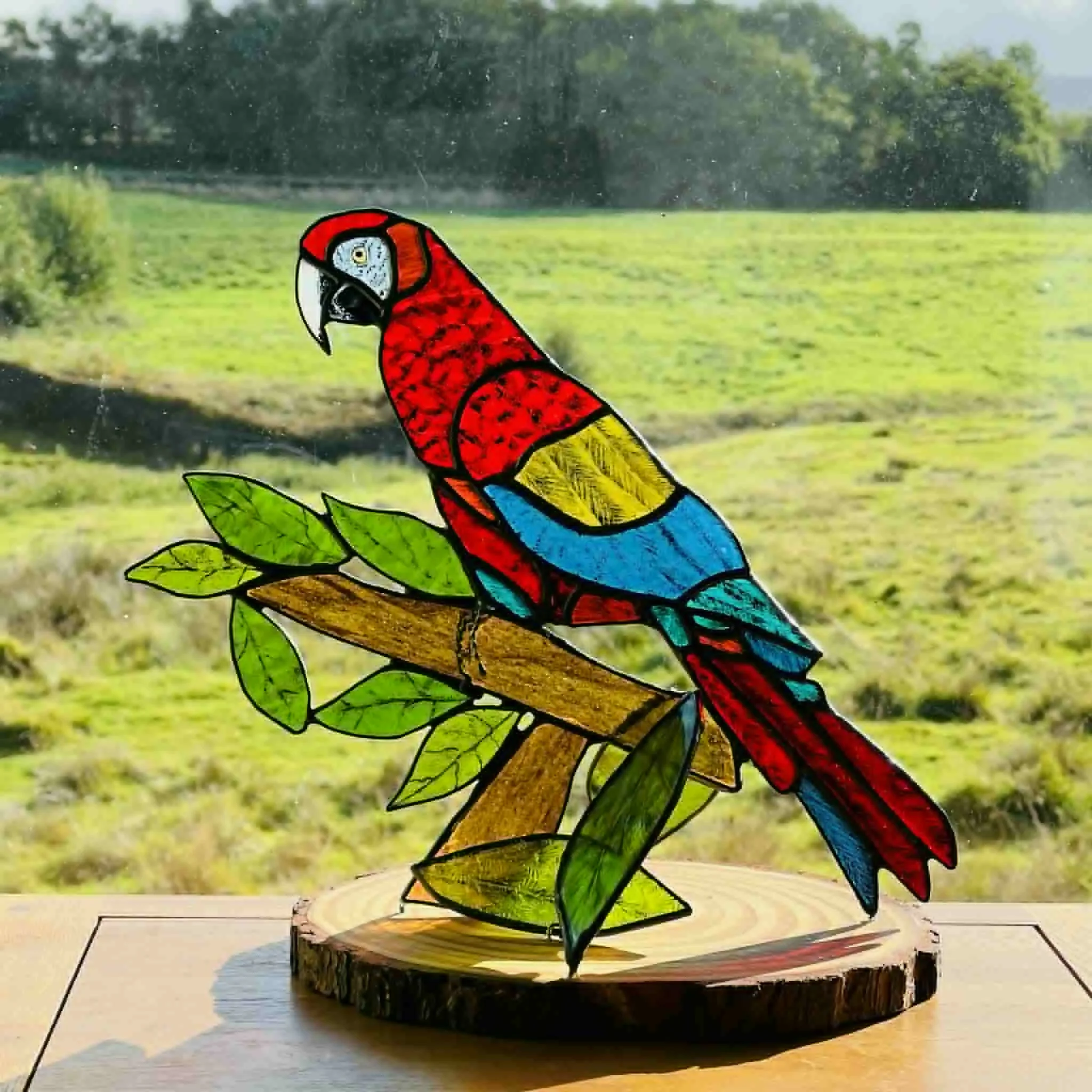 Stained Glass Macaw Parrot Ornament - Image 2