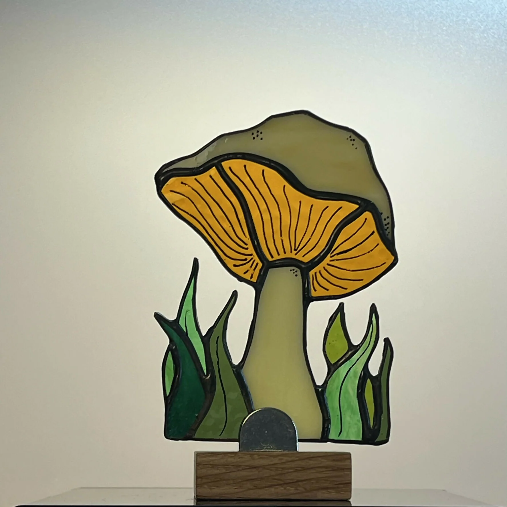 Stained Glass Mushroom on Stand