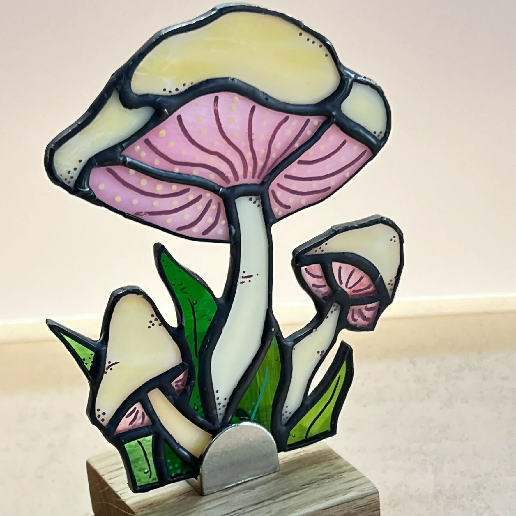 Stained Glass Mushroom on Stand - Image 2