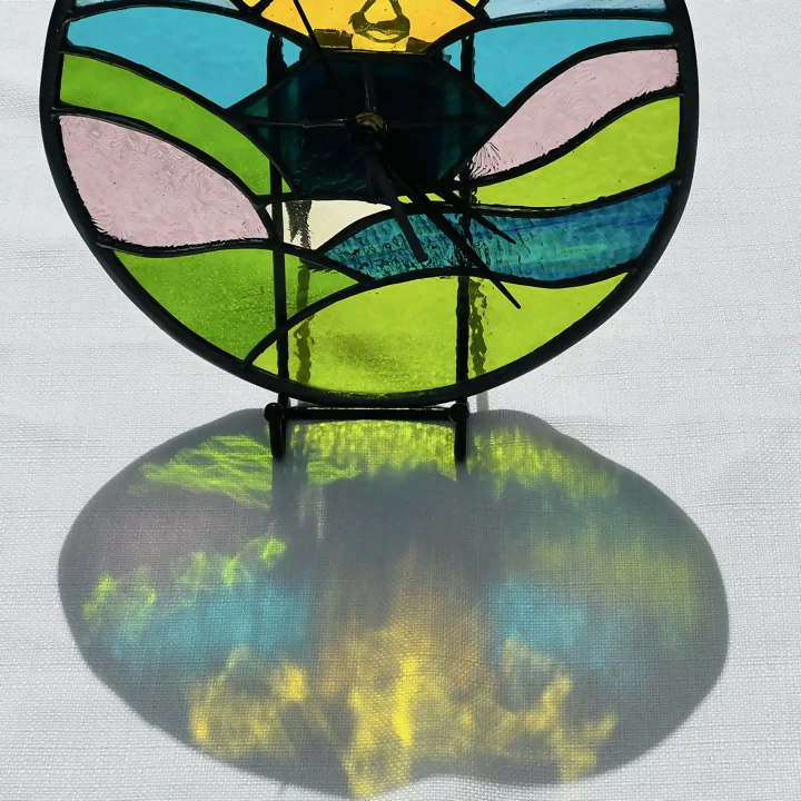 Stained Glass Round Landscape Clock - Image 3