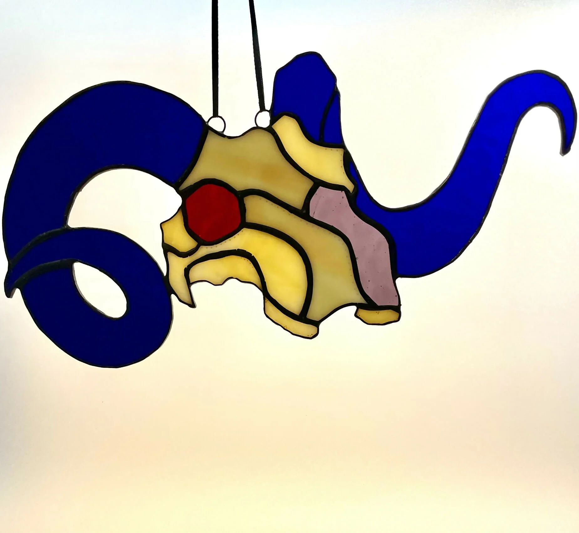 Stained Glass Sheep Skull with Blue horn - Image 4