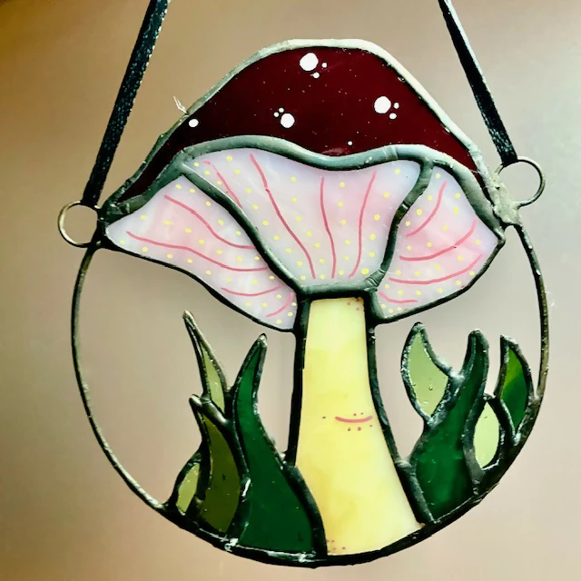 Stained Glass Toadstool in Copper Ring - Image 2