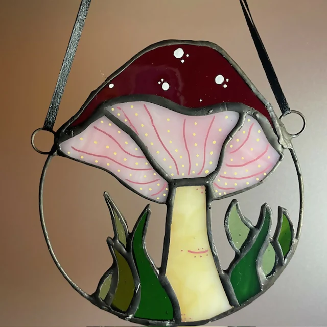 Stained Glass Toadstool in Copper Ring - Image 3