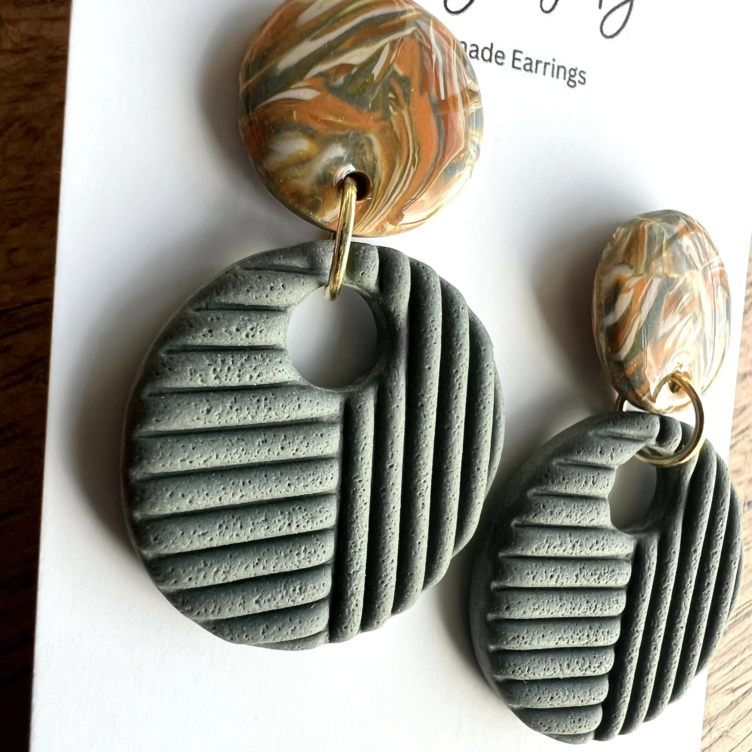 Statement Dangle Earrings – Polymer Clay Textured Earrings, Modern Geometric Earrings, Handmade Clay Jewellery - Image 6