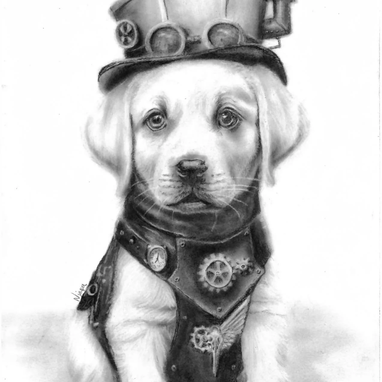 Steampunk Labrador Art Print