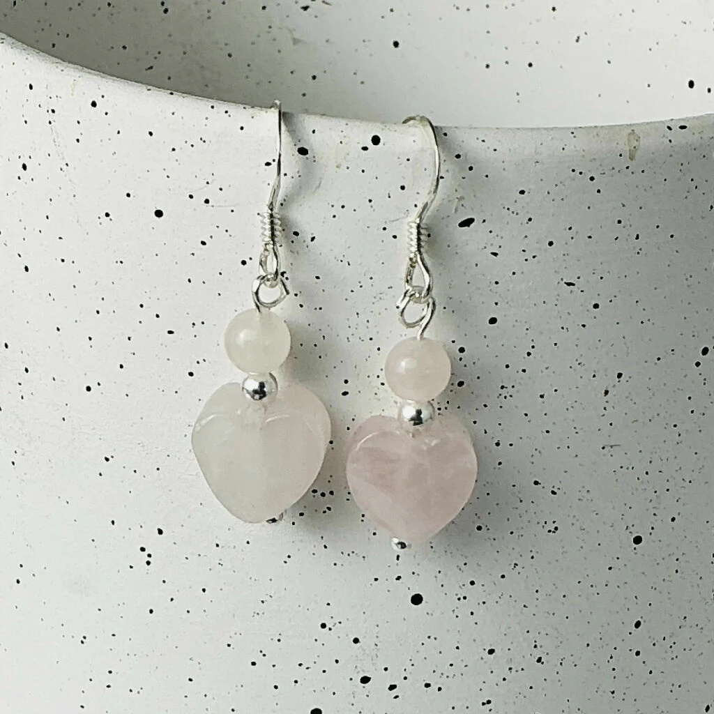 Sterling Silver And Gemstone Heart Drop Earrings - Image 4