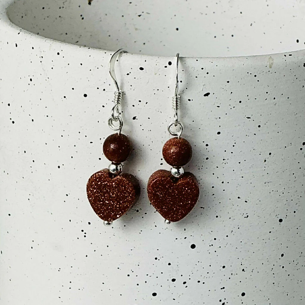 Sterling Silver And Gemstone Heart Drop Earrings - Image 5
