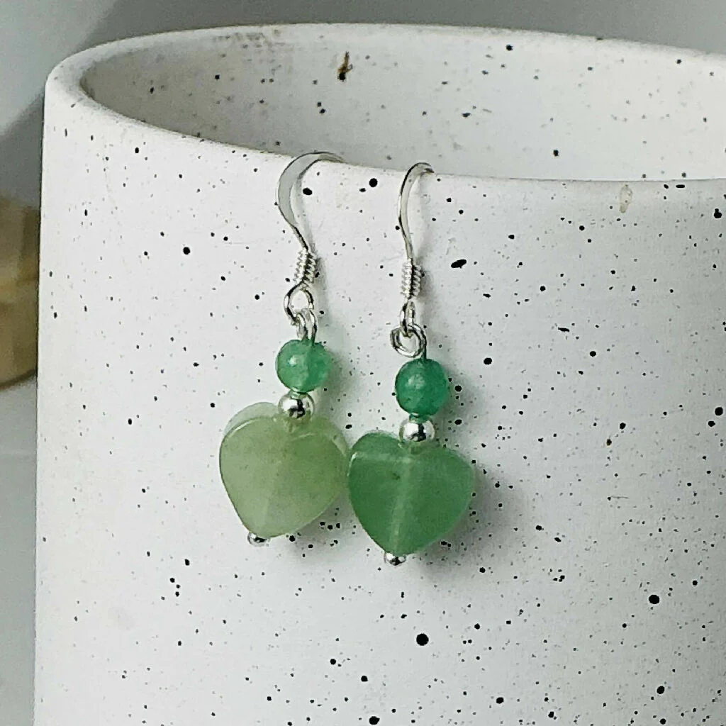 Sterling Silver And Gemstone Heart Drop Earrings - Image 6