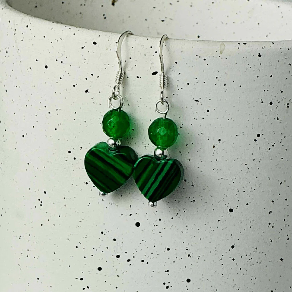 Sterling Silver And Gemstone Heart Drop Earrings - Image 7