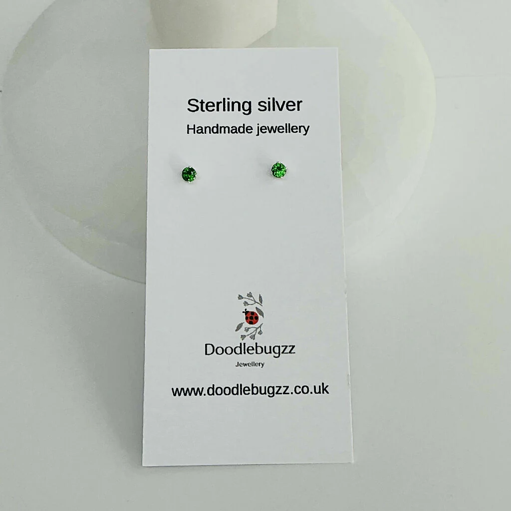 Sterling Silver Cubic Zirconia Stud Earrings 3mm - Image 7