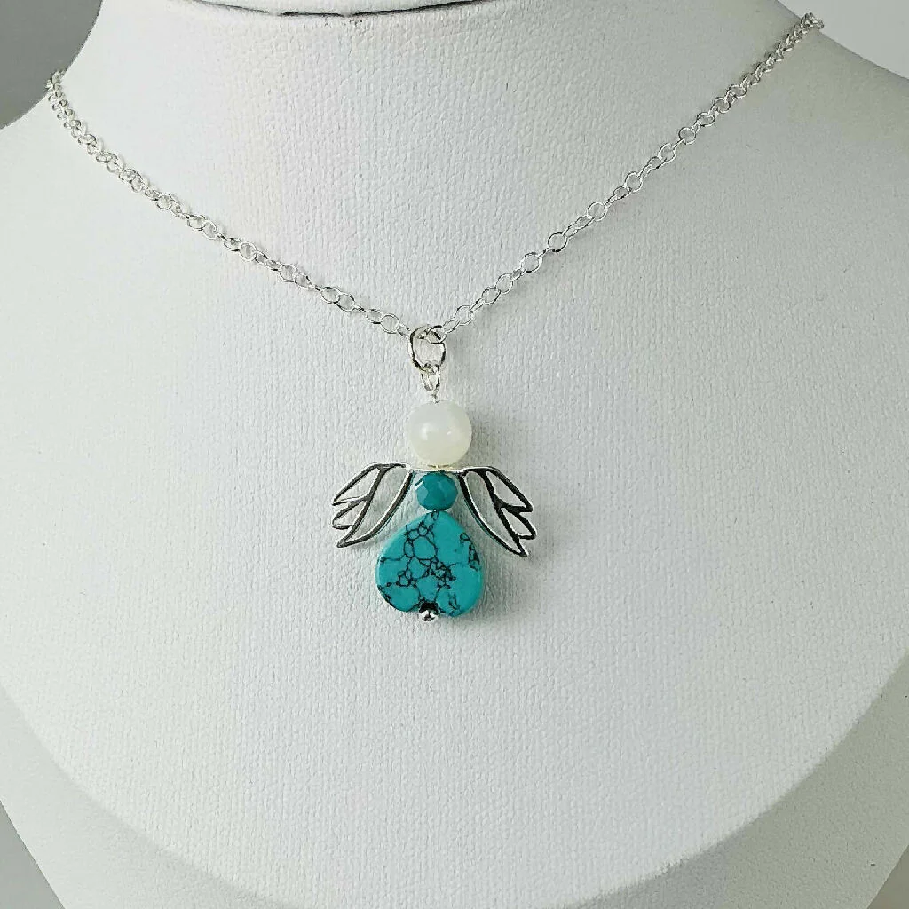 Sterling Silver Fairy / Angel Gemstone Necklace - Image 2