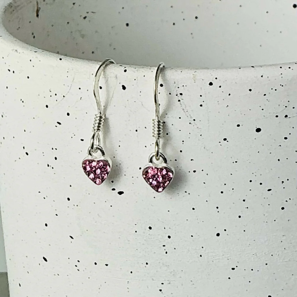 Sterling Silver Heart Charm Drop Earrings - Various - Image 3