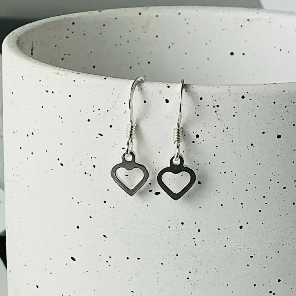 Sterling Silver Heart Charm Drop Earrings - Various - Image 4