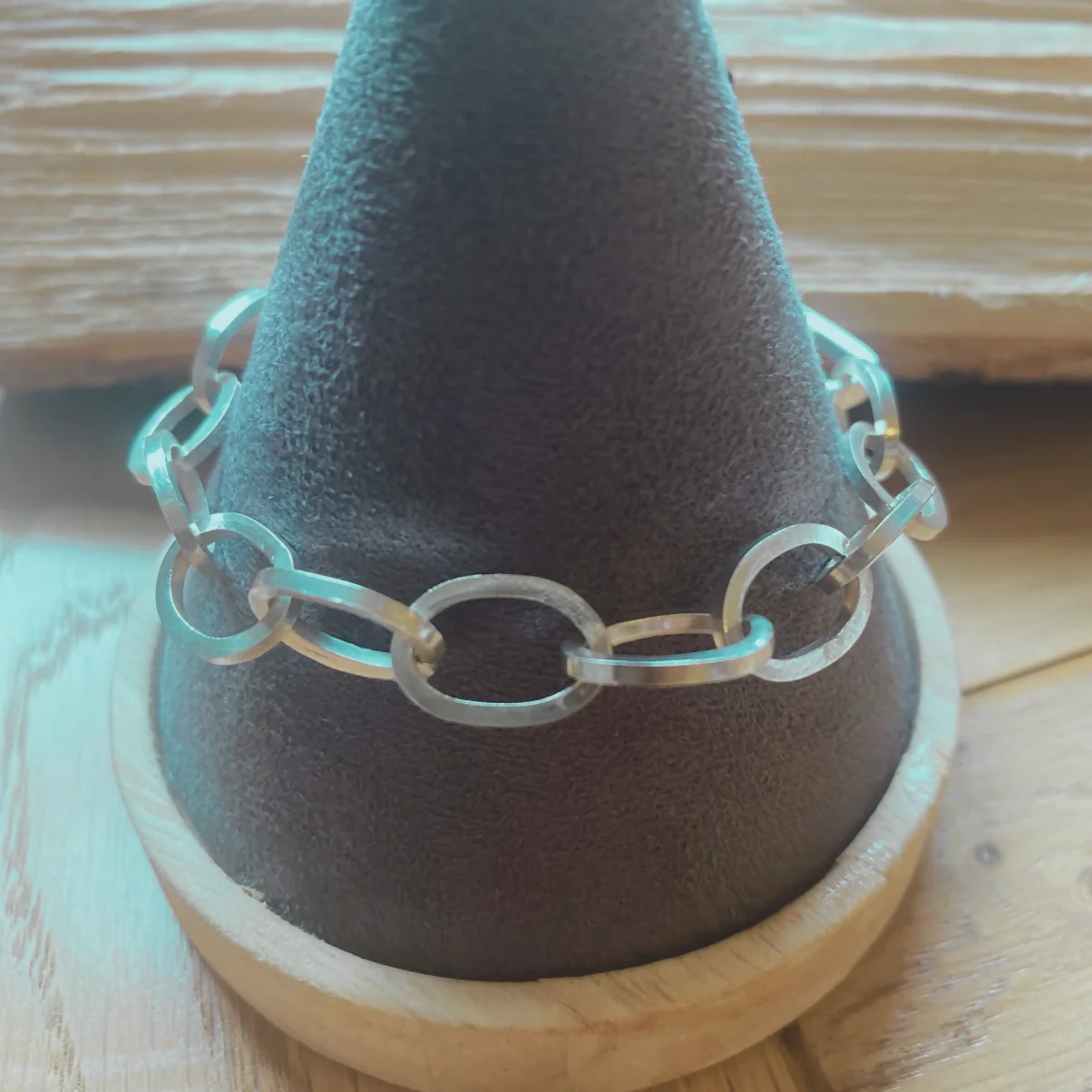 Sterling Silver Oval Linked Bracelet - adjustable 8 inches & hallmarked - Image 3