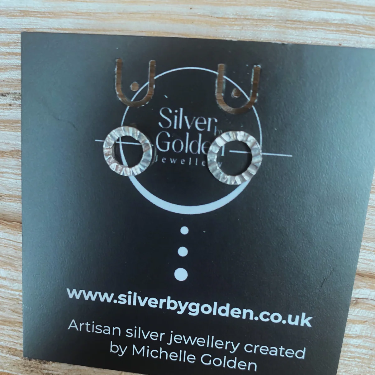 Sterling Silver Small Circle Stud Earrings - Hammered or Plain