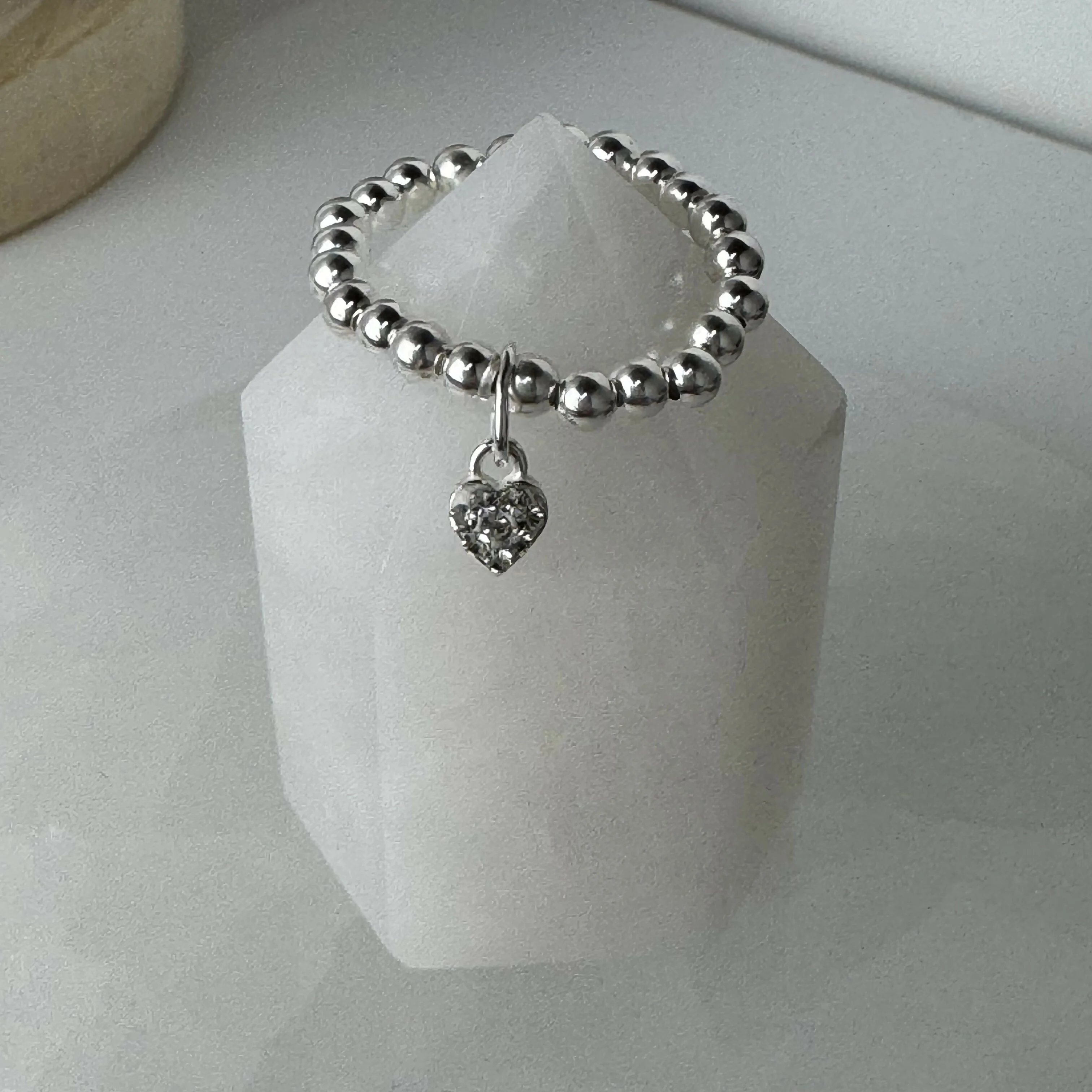 Sterling Silver Stretch Charm Beaded Rings - Image 2