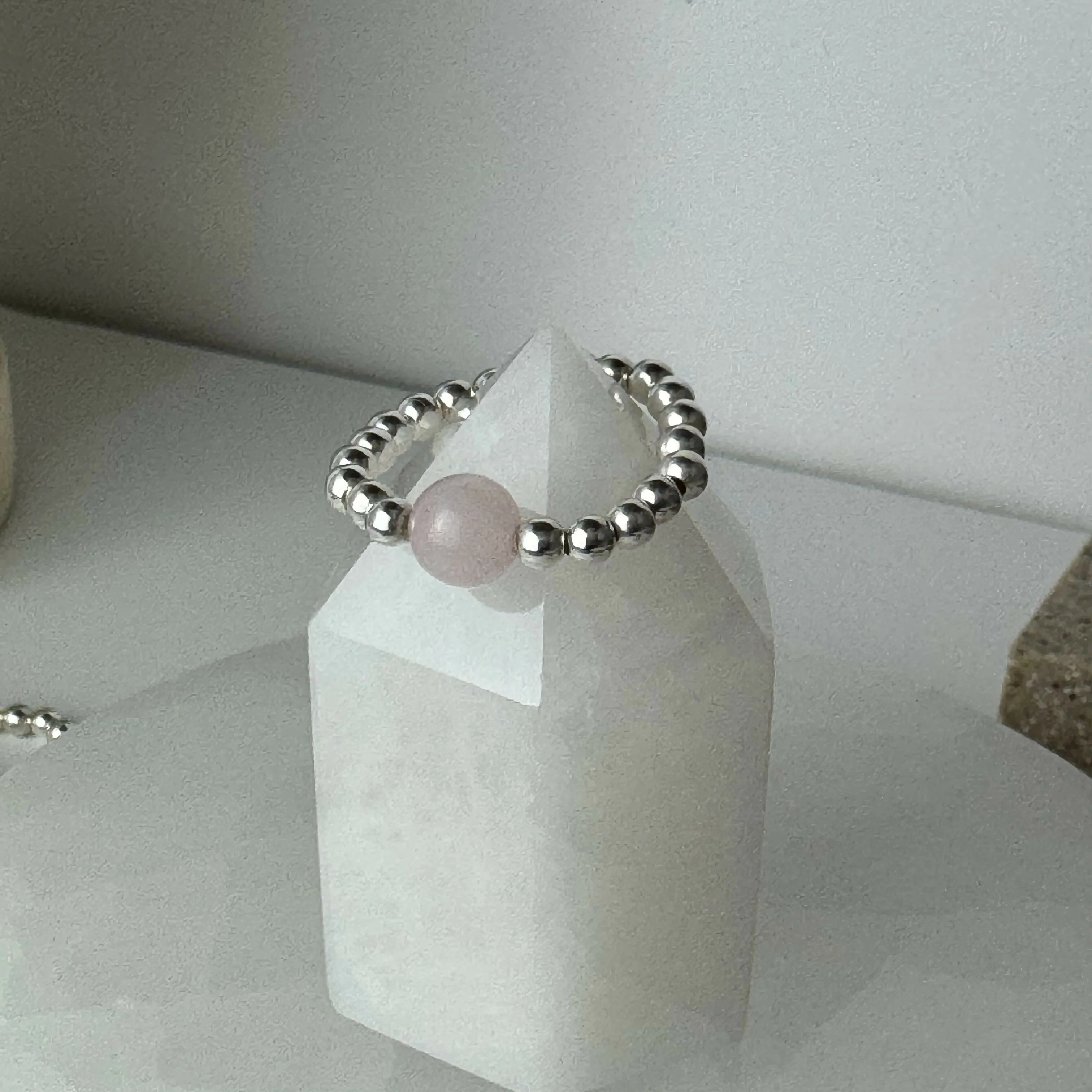 Sterling Silver Stretch Gemstone Beaded Ring - Image 6