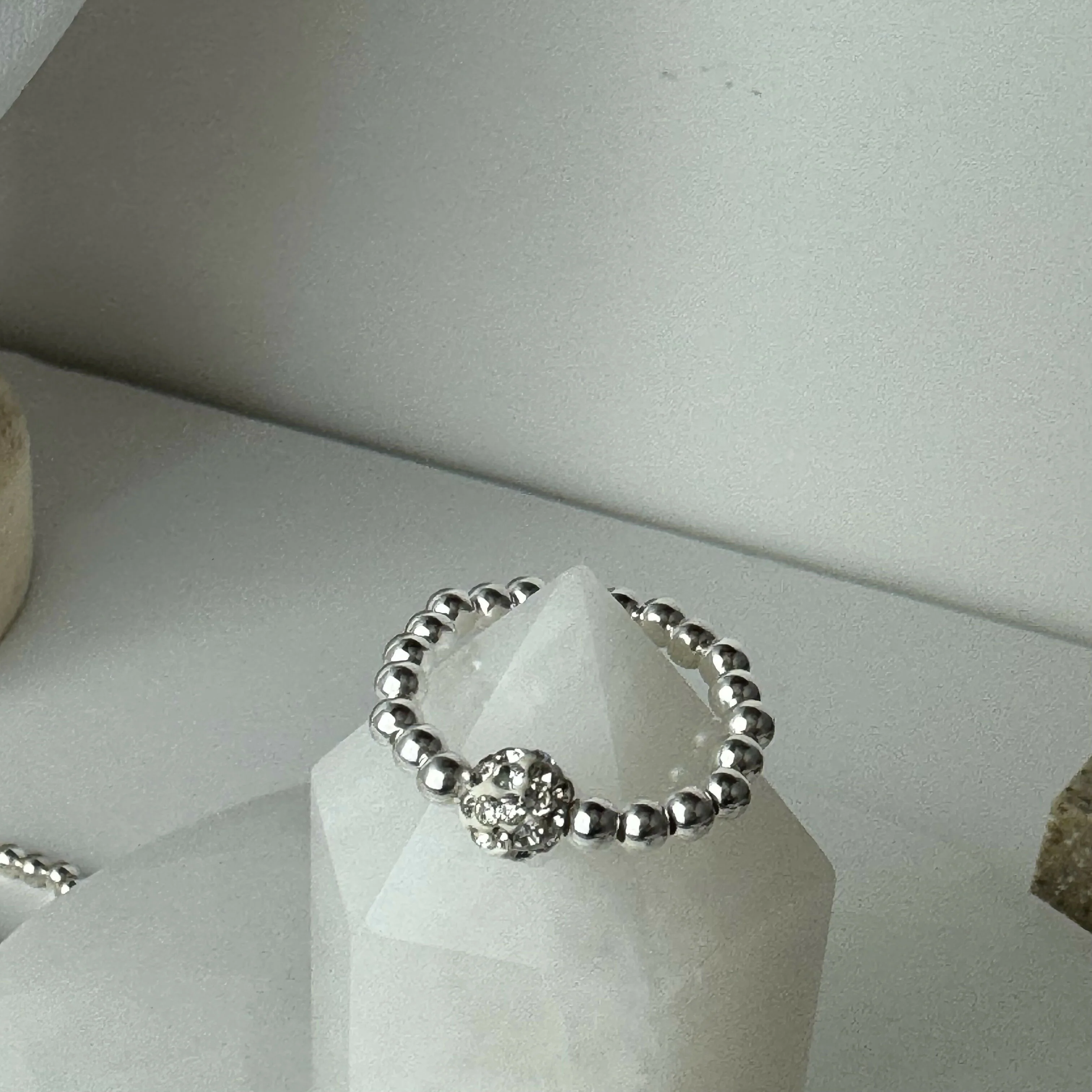 Sterling Silver Stretch Gemstone Beaded Ring - Image 7