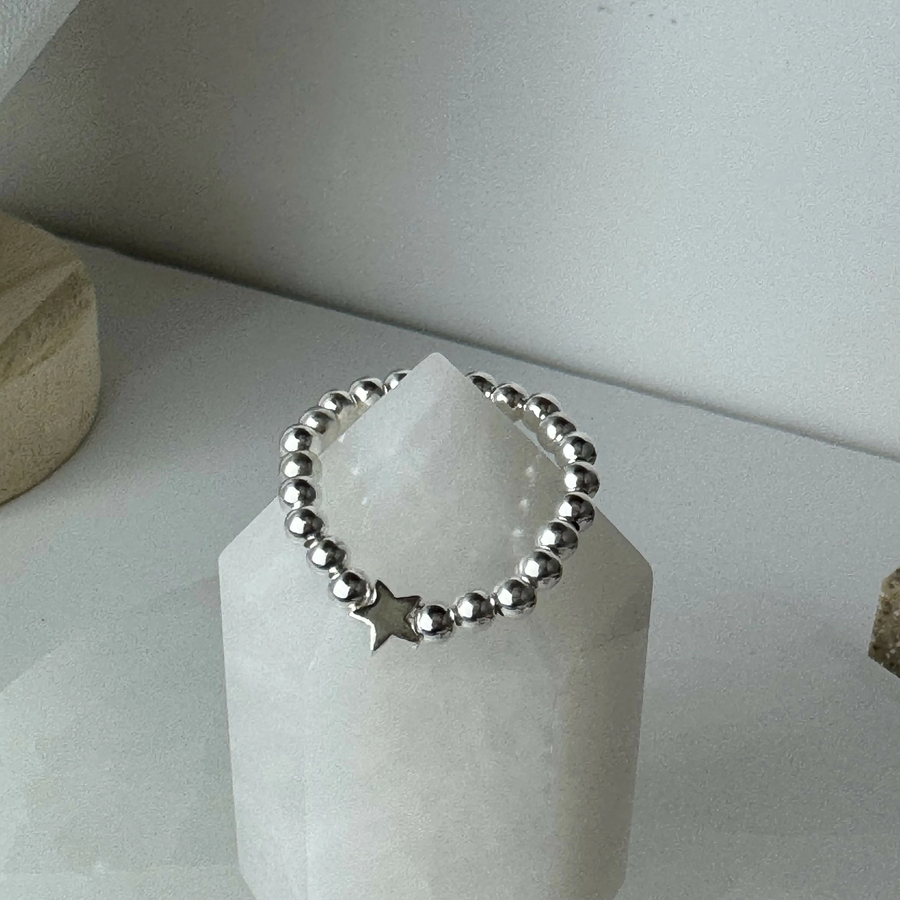 Sterling Silver Stretch Gemstone Beaded Ring - Image 9