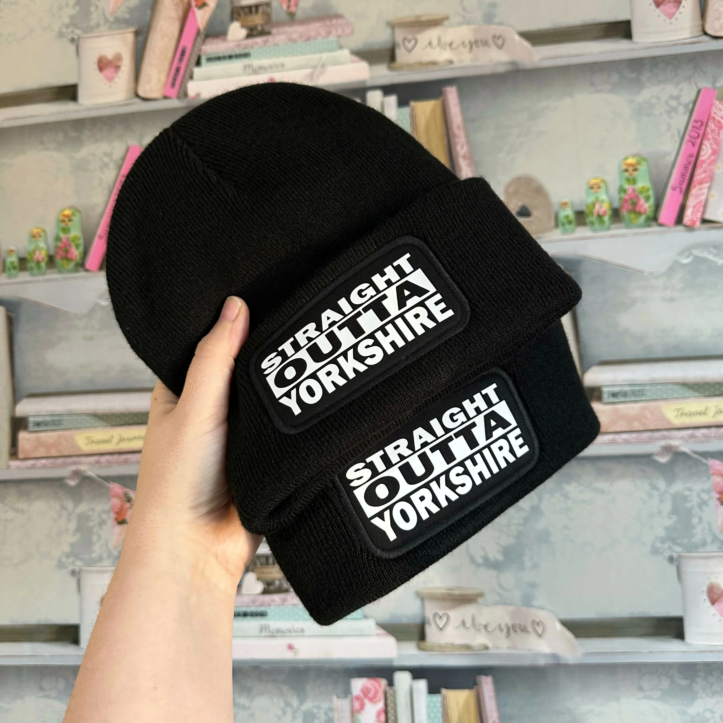 Straight Outta Yorkshire Cuffed Rectangular Patch Beanie Hat - Image 6