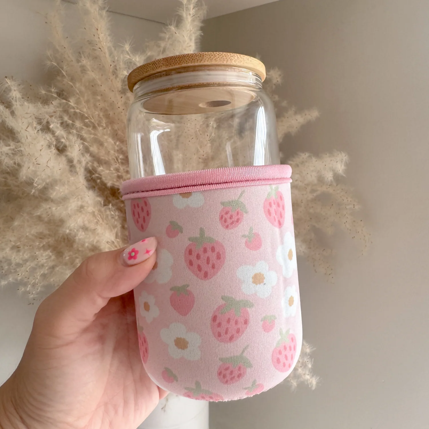 Strawberries and Flowers Cup Koozie