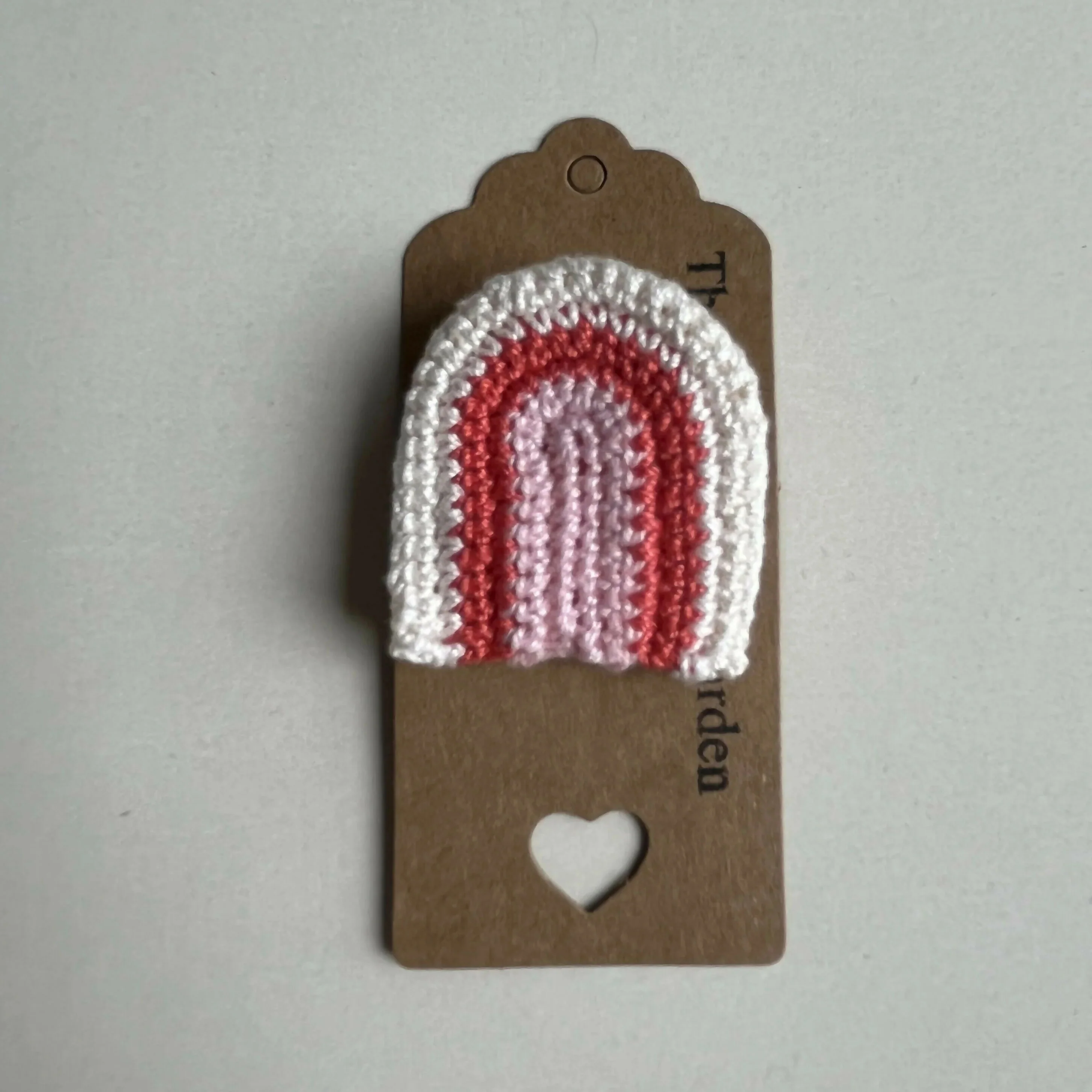 Crochet Pink Rainbow Brooch