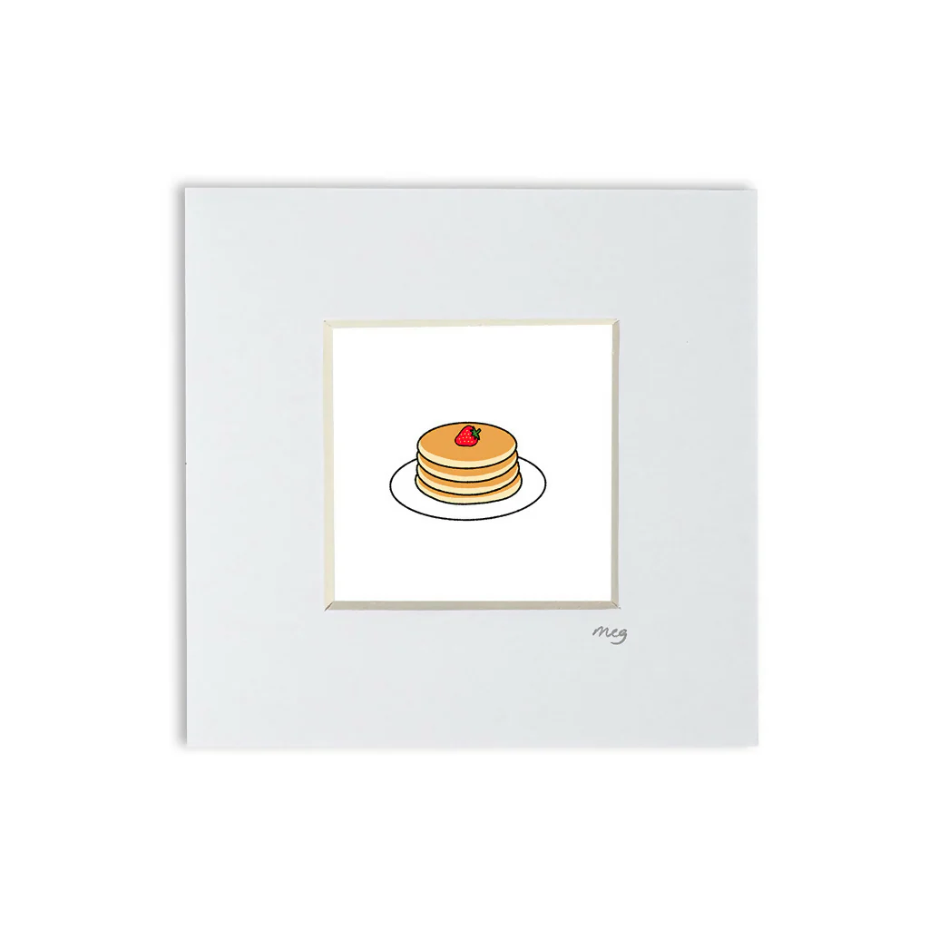 Strawberry Pancakes 4x4" Mounted Mini Print