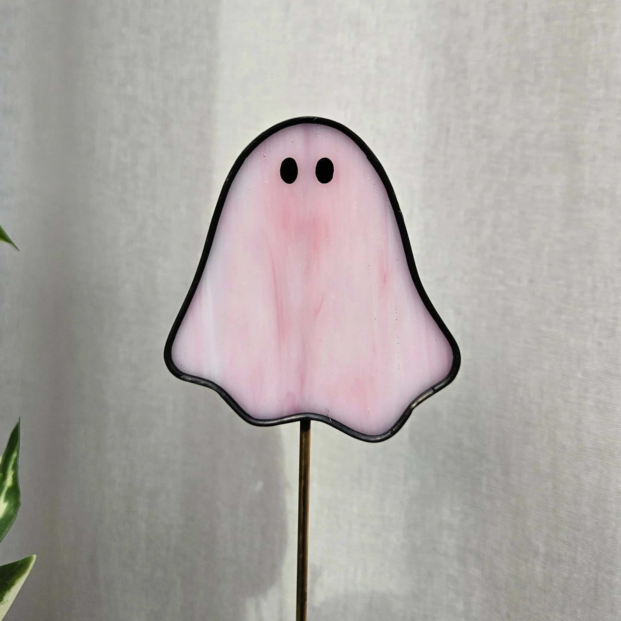Streaky Pink Ghost Stained Glass Plantstake