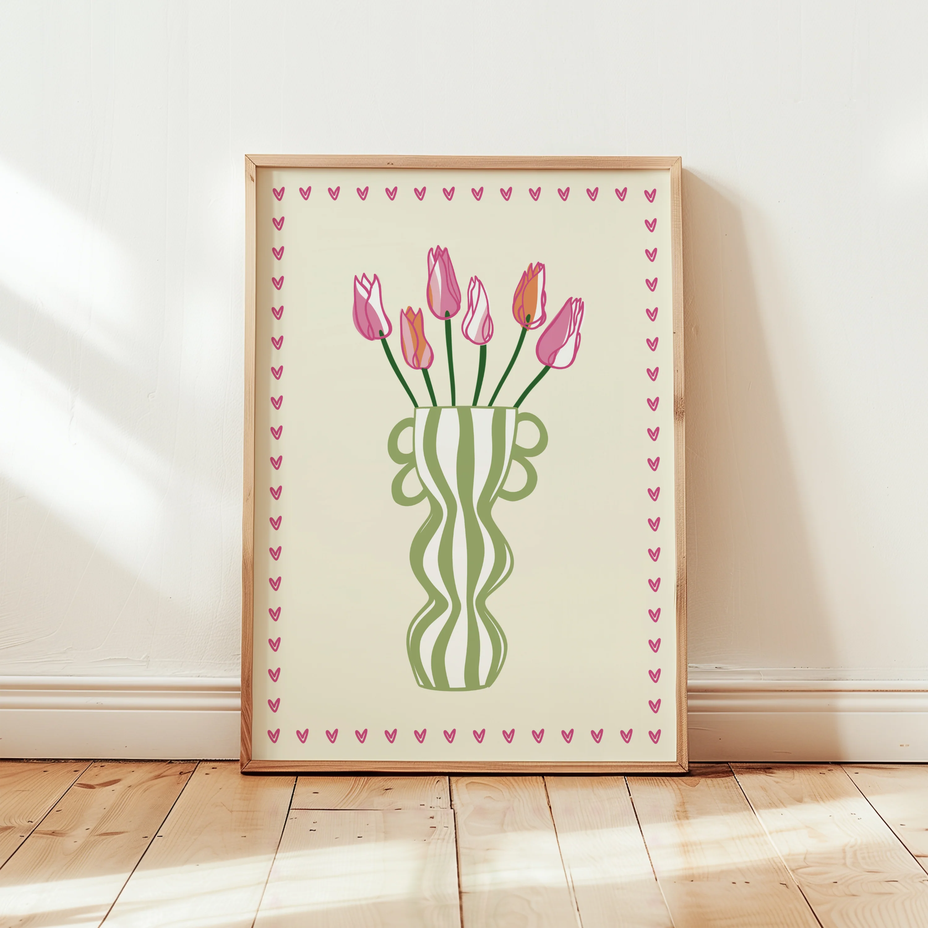 Striped Tulip Vase Print