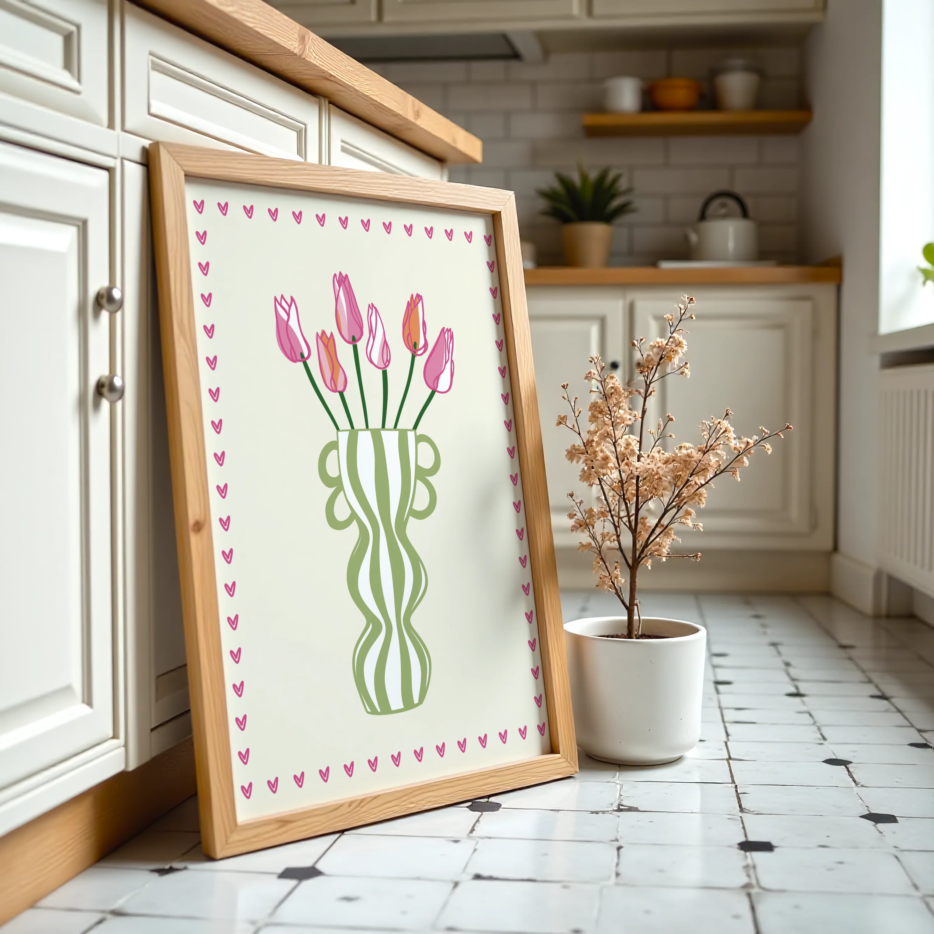 Striped Tulip Vase Print - Image 2