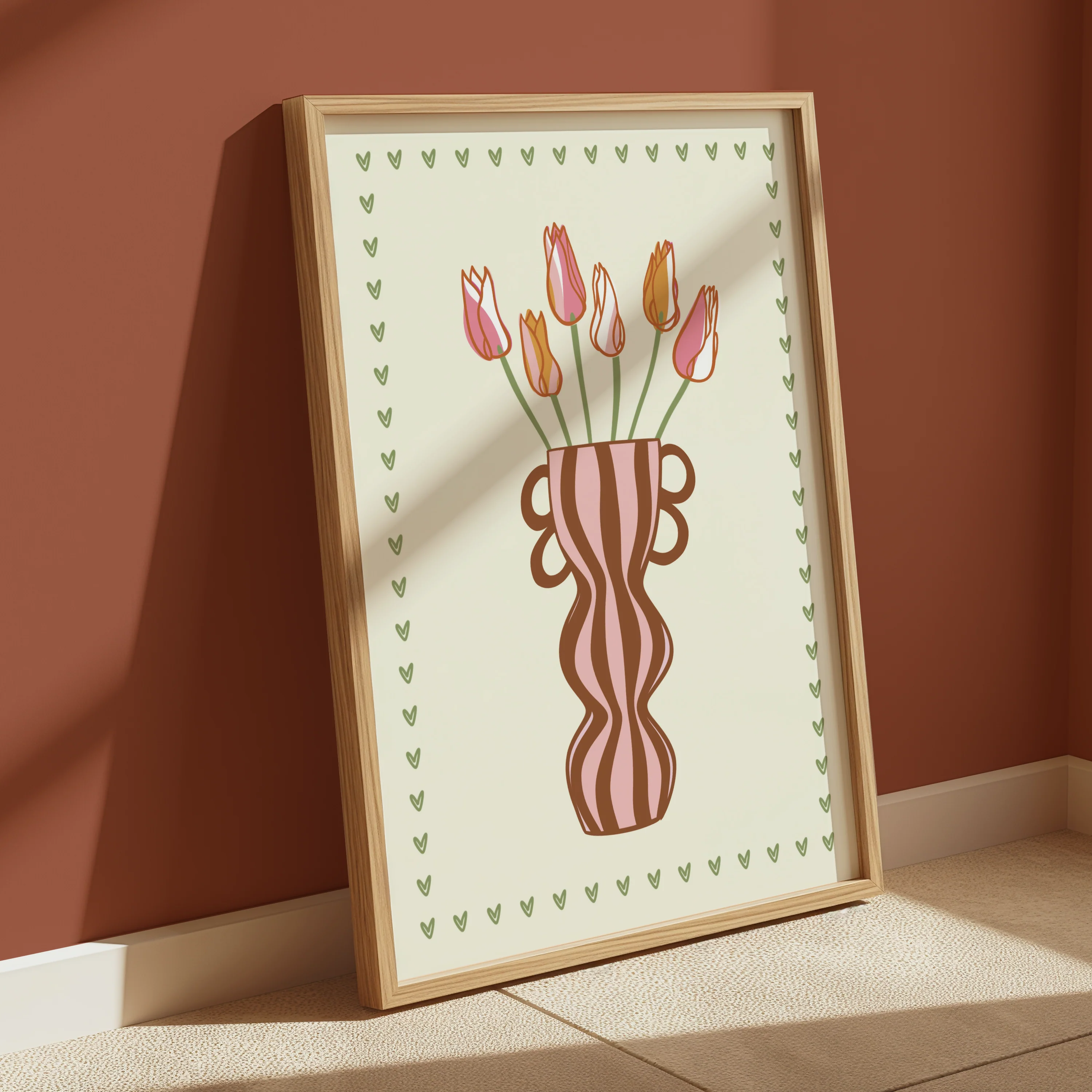 Striped Tulip Vase Print in Brown - Image 4