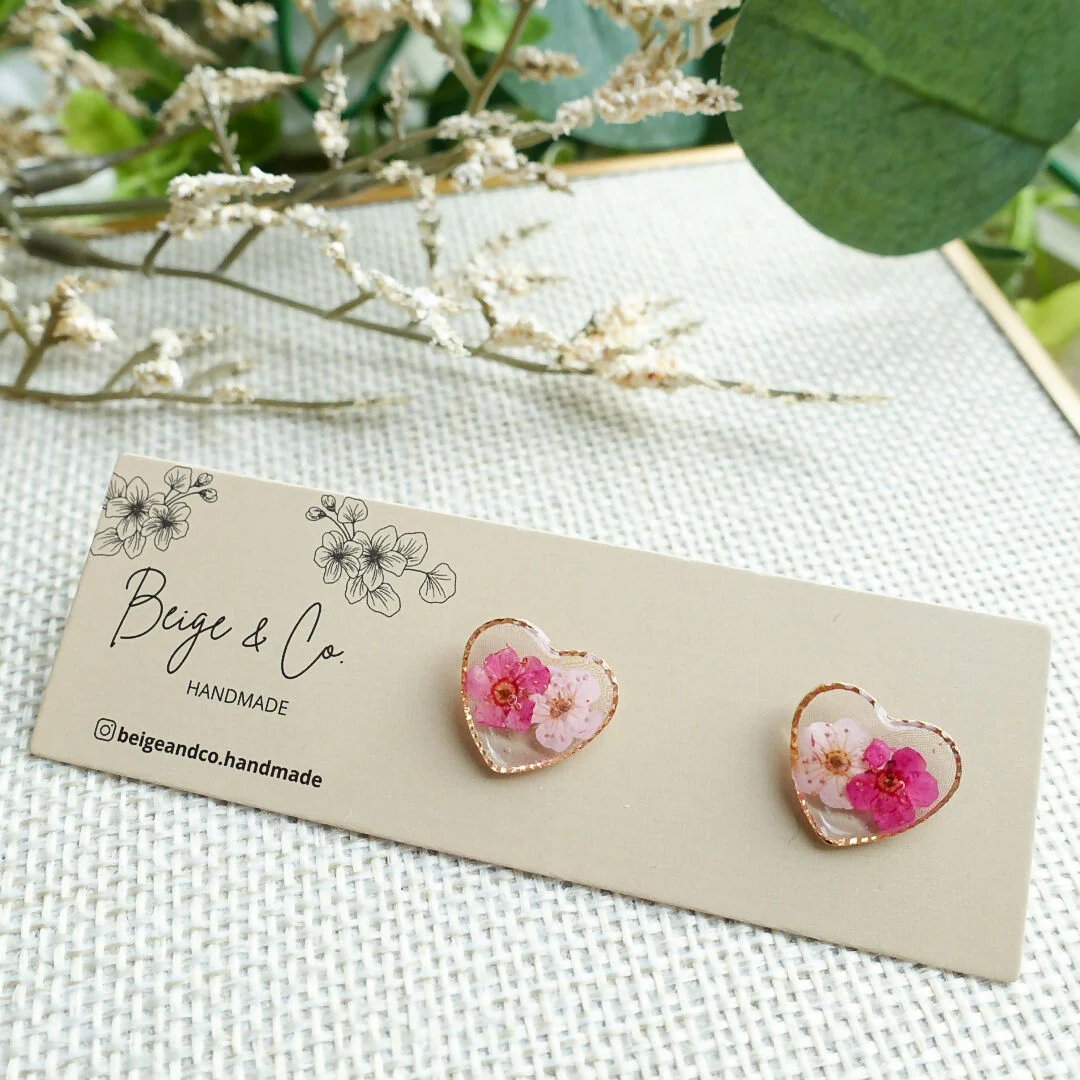 Stud Earrings with Pressed Flowers - Image 3
