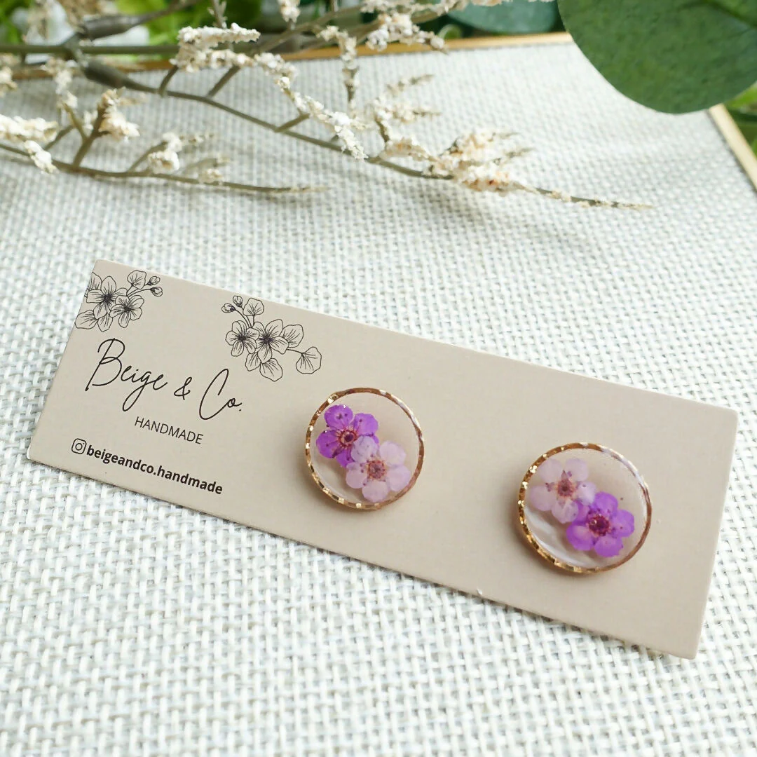 Stud Earrings with Pressed Flowers - Image 4