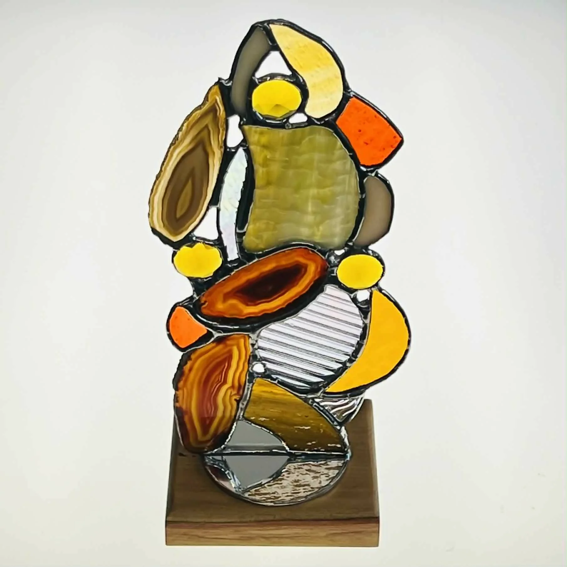 Stylish Stained Glass and Agate Ornament