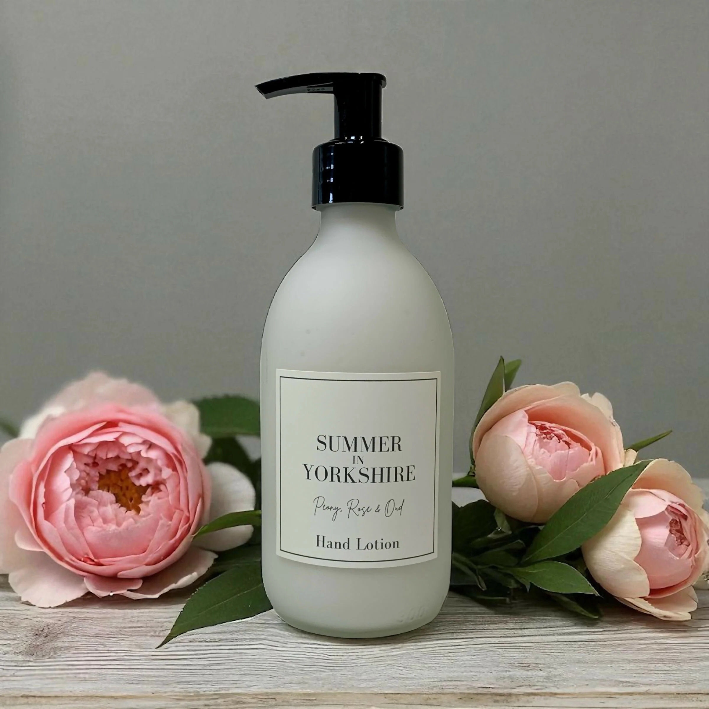 Summer in Yorkshire - Peony, Rose and Oud Hand Lotion Glass Bottle 300ml