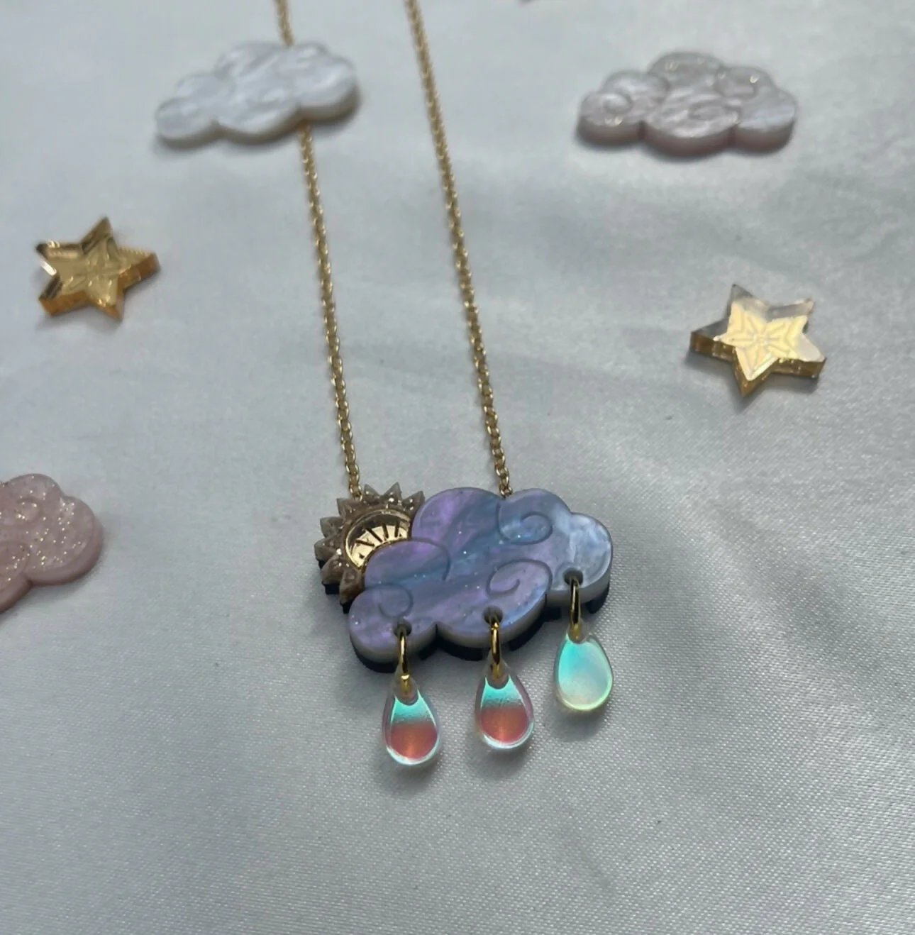 Sunbeam Cloud and Raindrop Neckace - Image 2