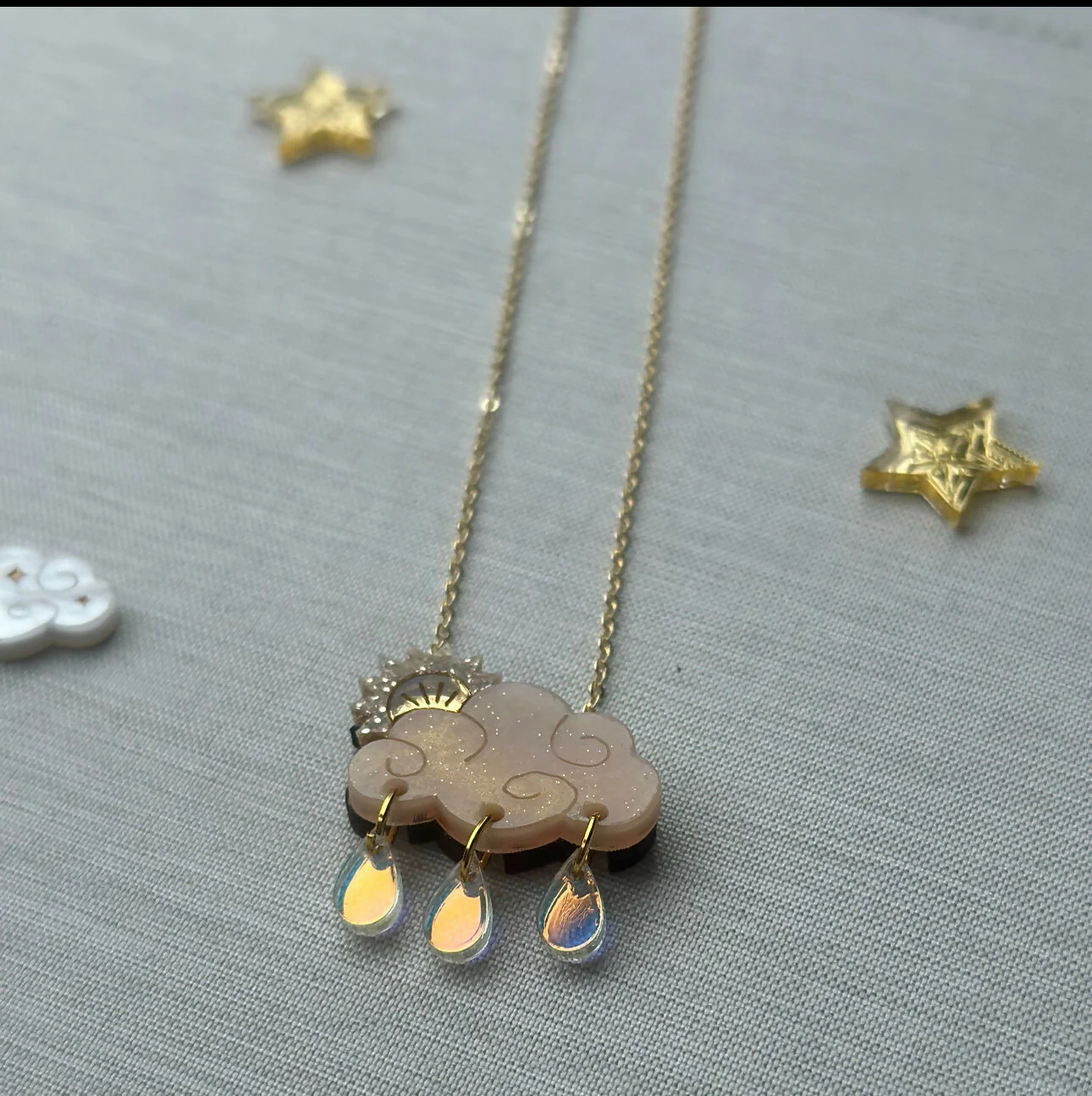 Sunbeam Cloud and Raindrop Neckace - Image 4
