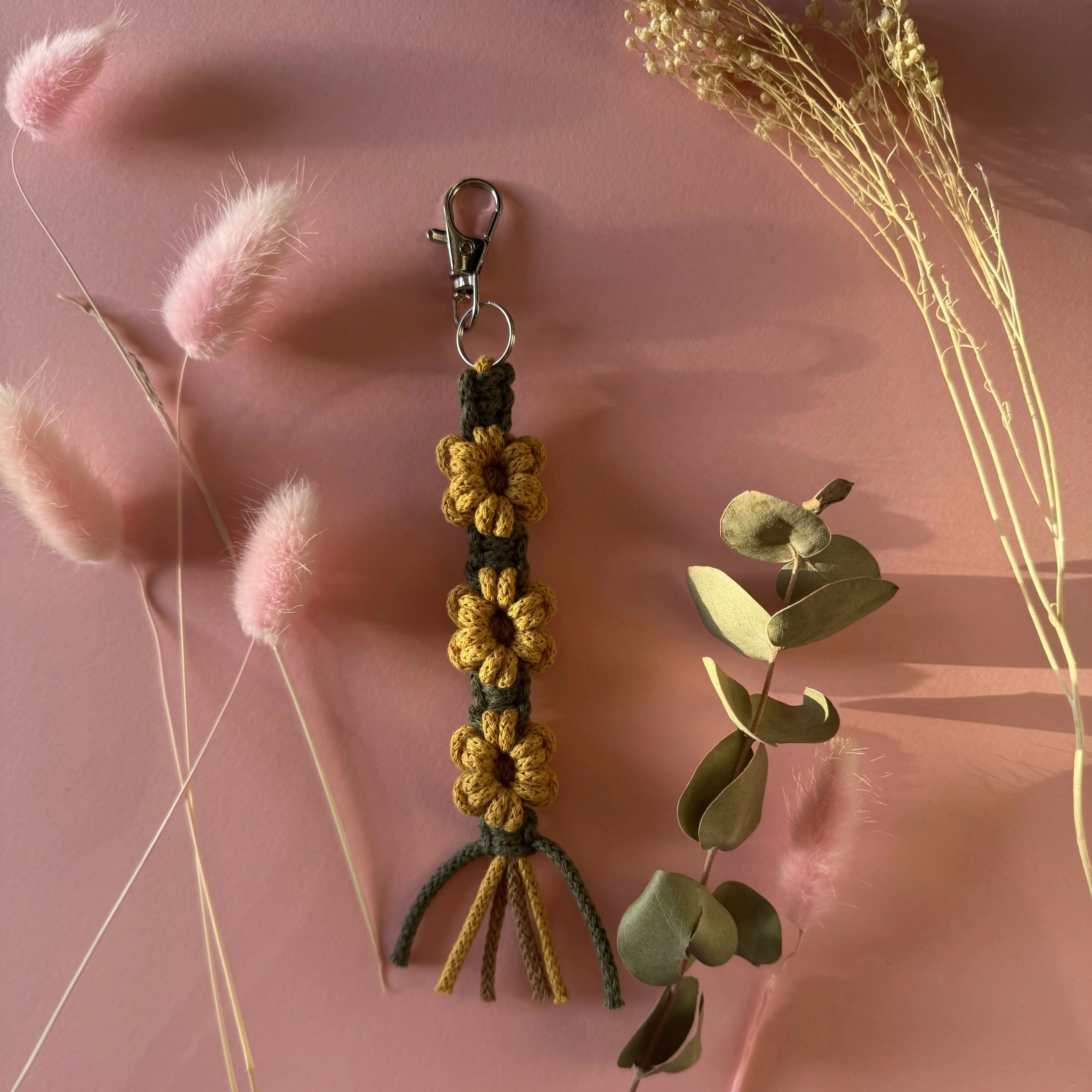 Sunflower Macrame Keyring