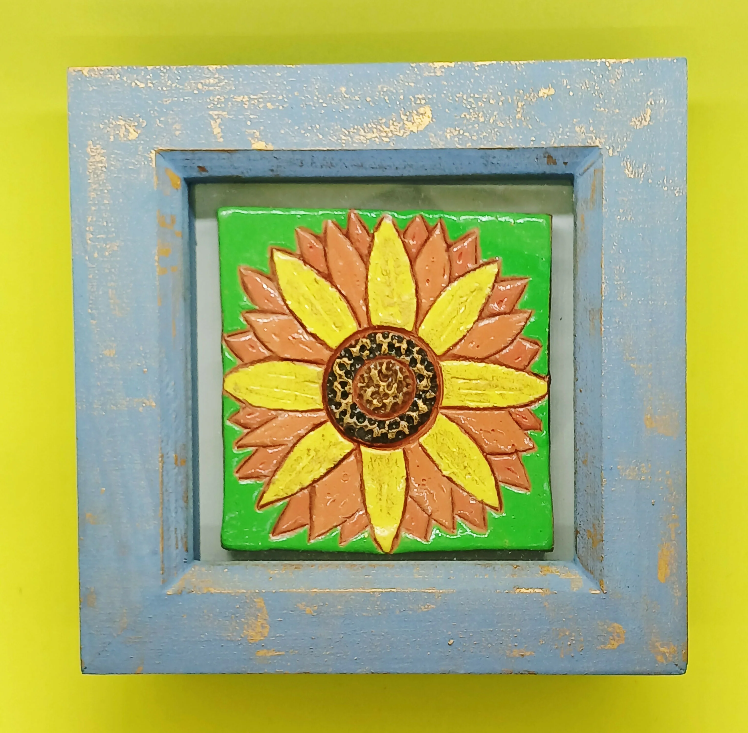 Sunflower Small Box Frame Clay Tile - Image 2