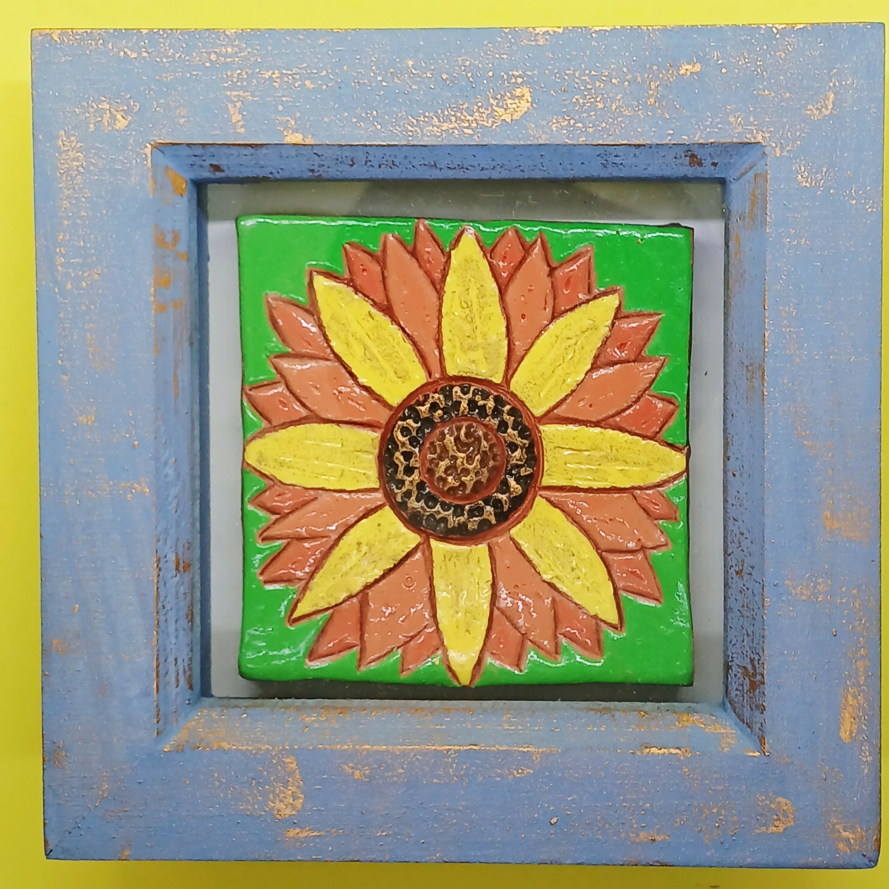 Sunflower Small Box Frame Clay Tile - Image 3