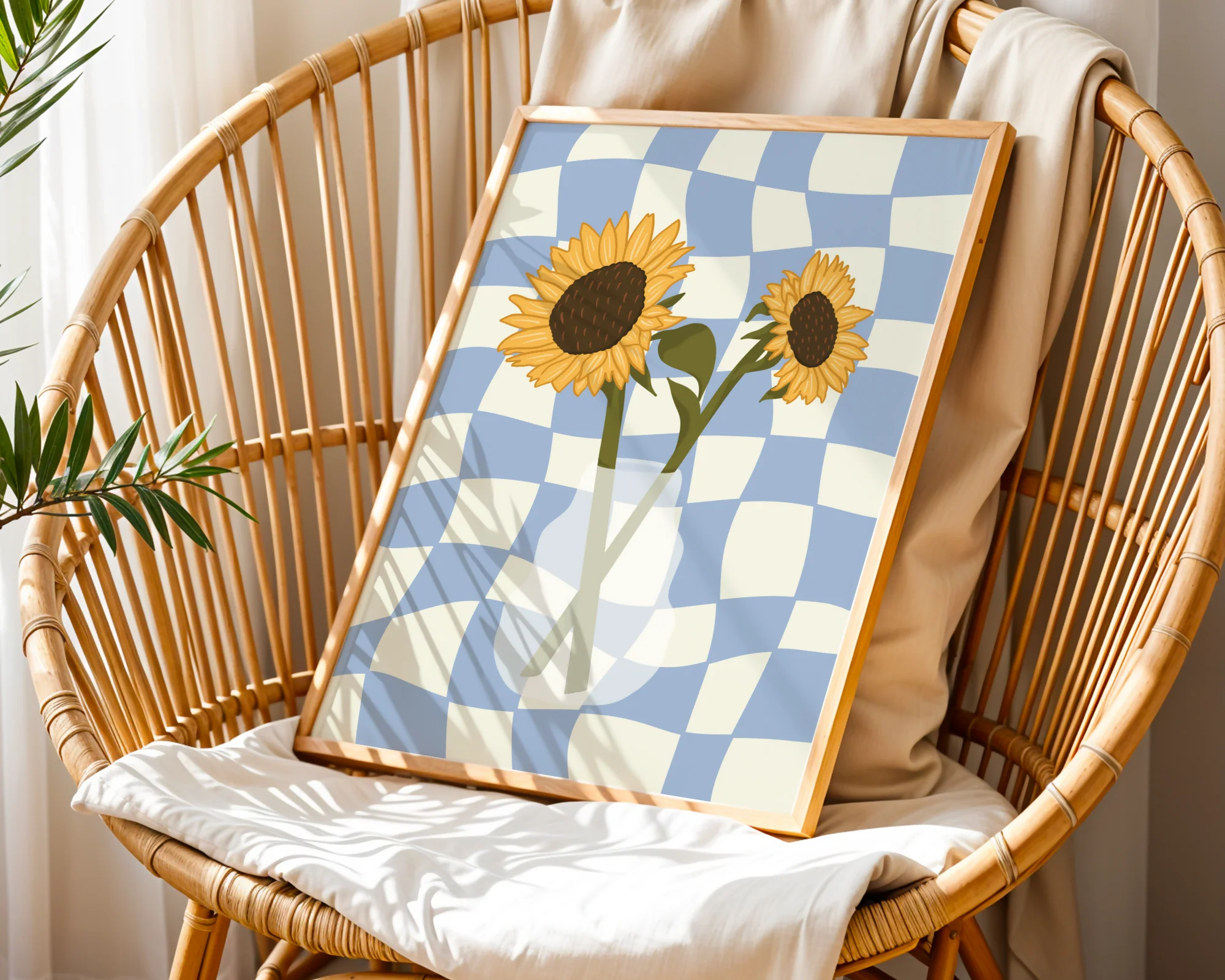 Sunflower Vase Print in Blue - Image 3