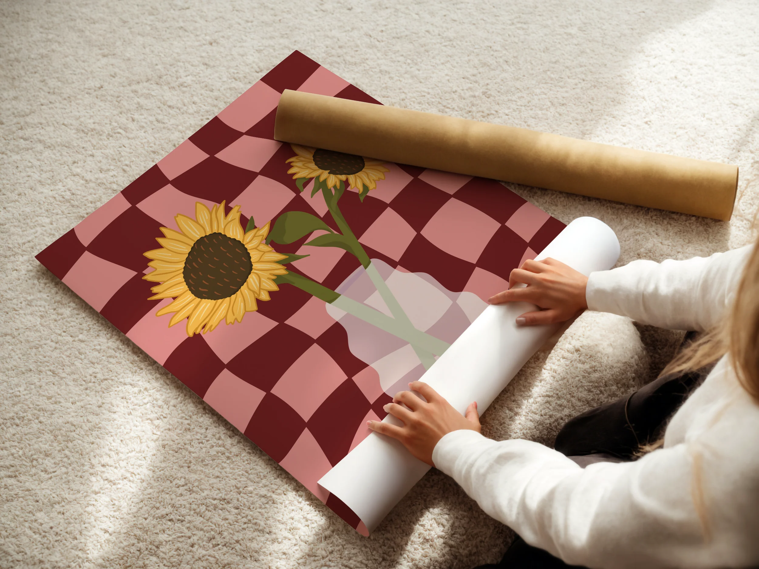 Sunflower Vase Print in Red - Image 2