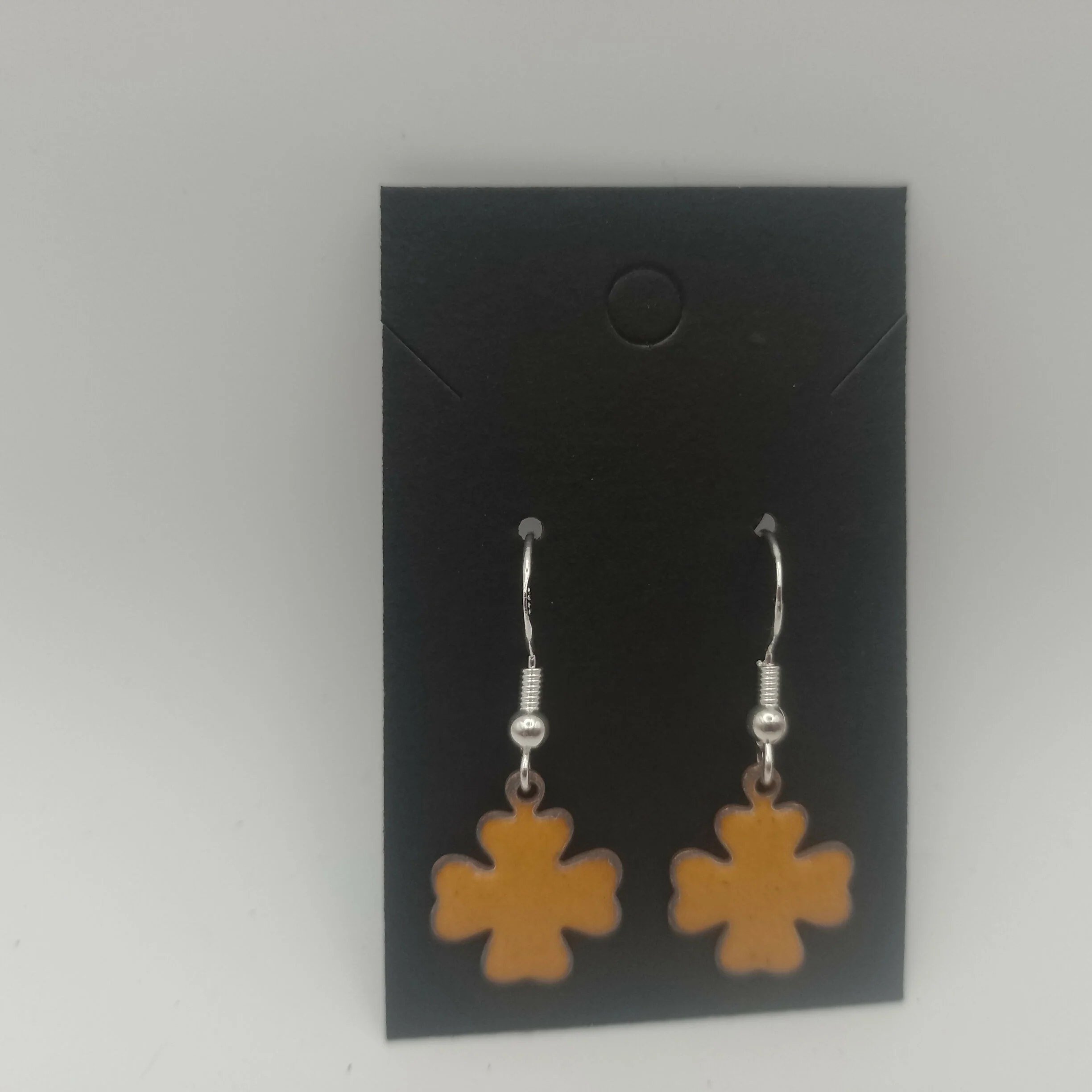 Sunflower Yellow Enamel Cross Earrings