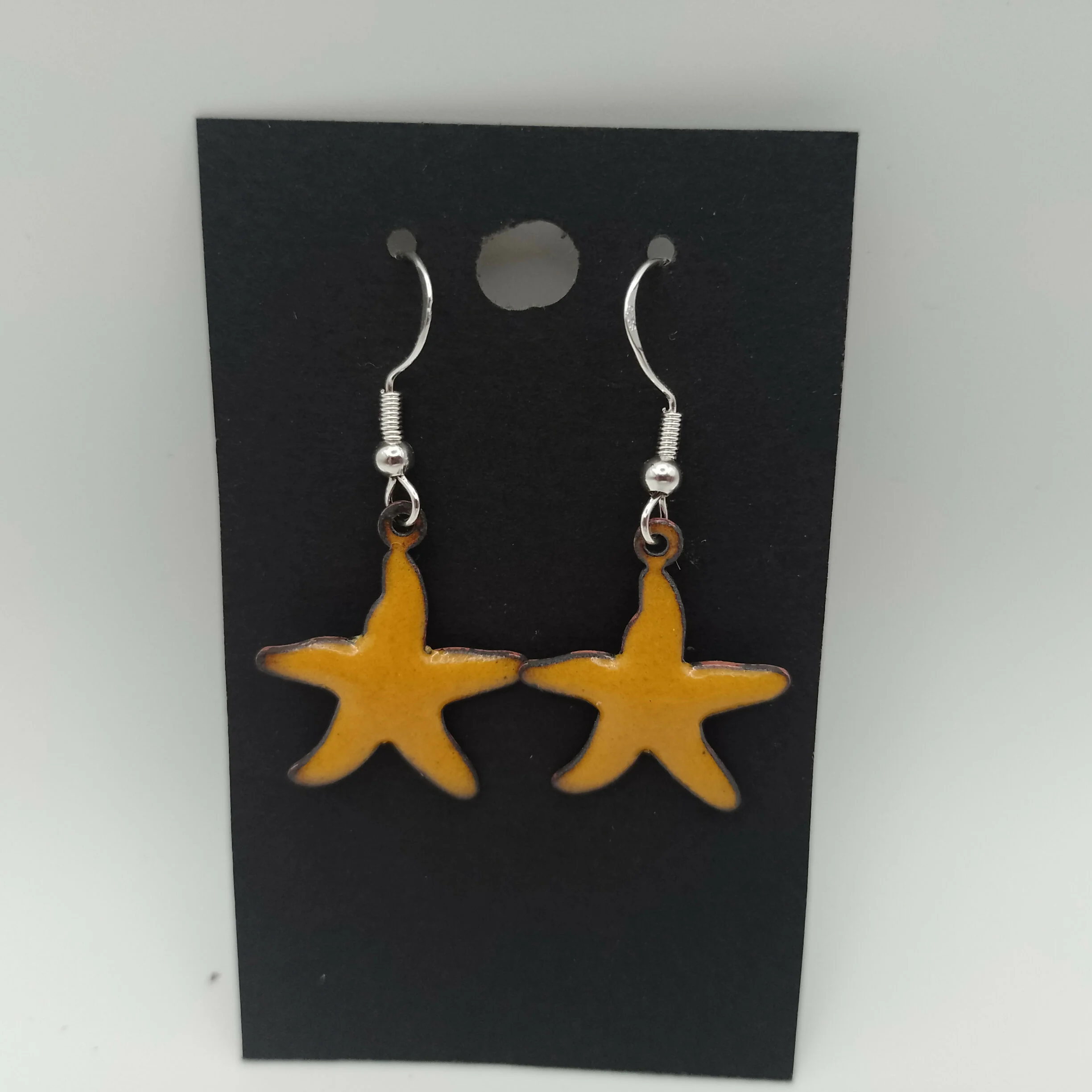 Sunflower Yellow Starfish Enamel Earrings