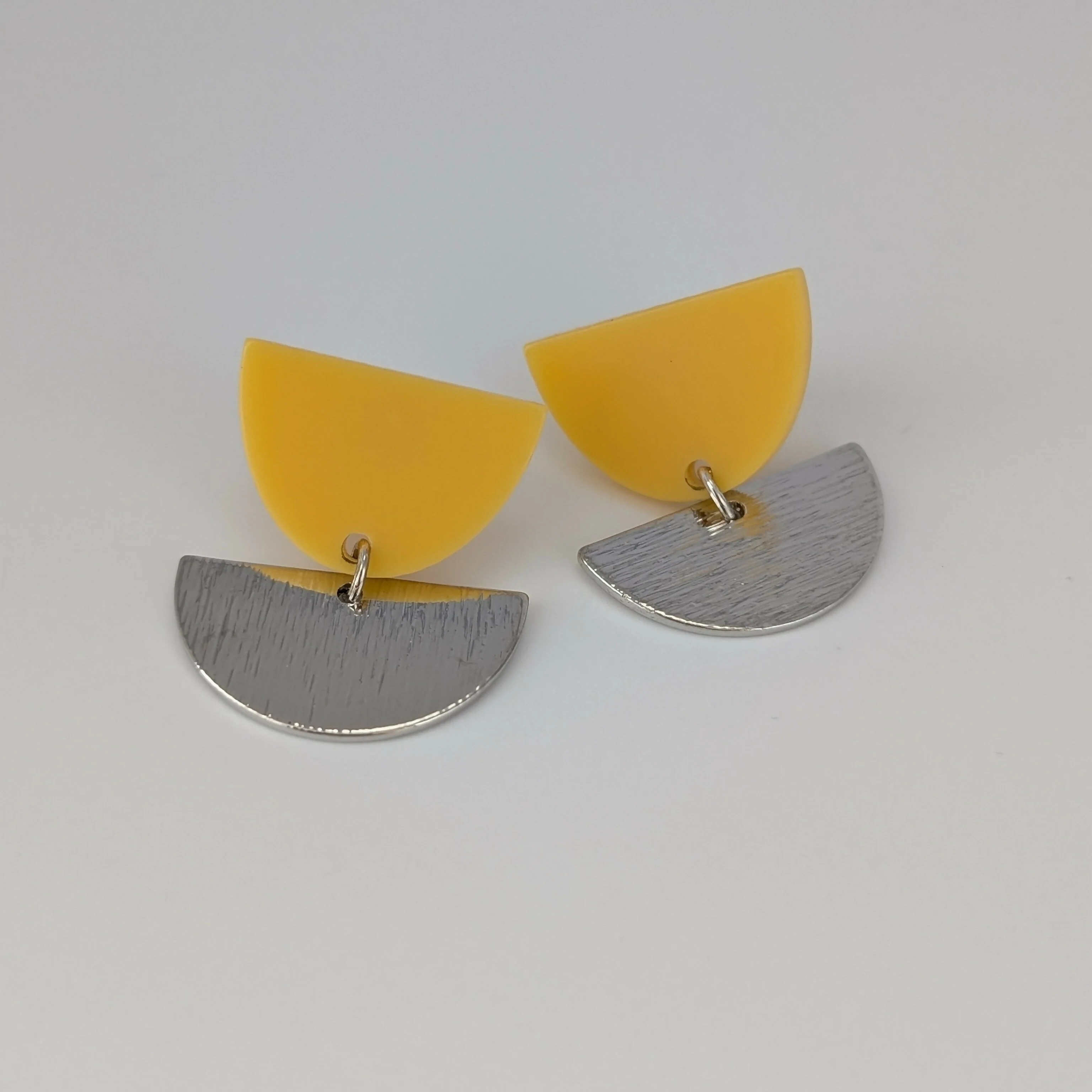 Sunny Yellow Tulip Geometric Earrings in Gold or Silver - Image 3